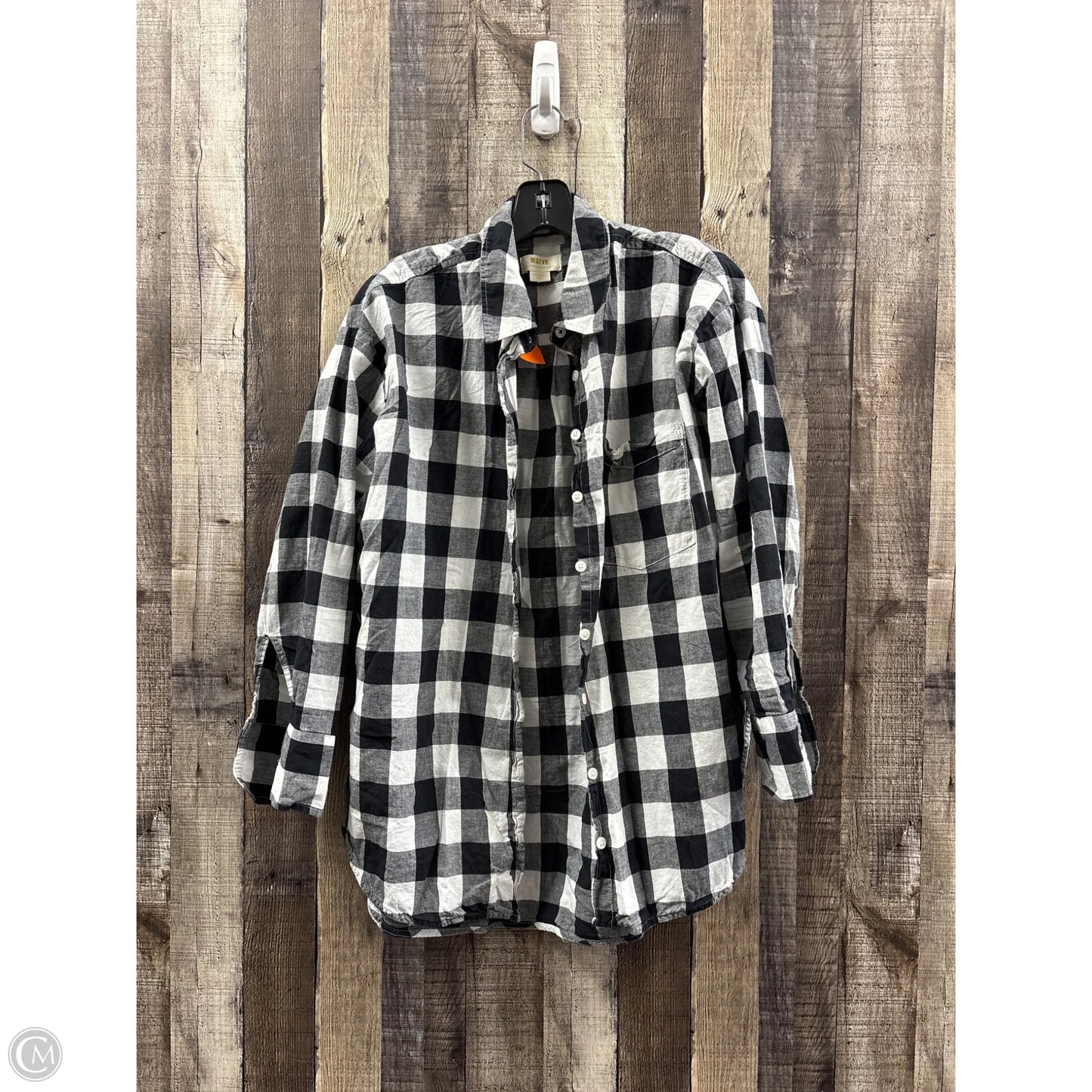 Top Long Sleeve By Maeve In Checkered Pattern, Size: M