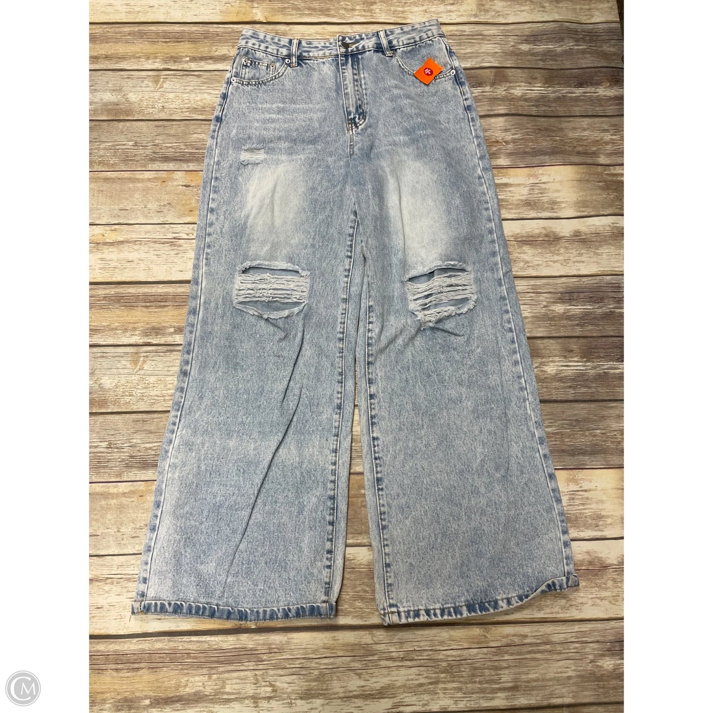 Jeans Wide Leg By Shein In Blue Denim, Size: L