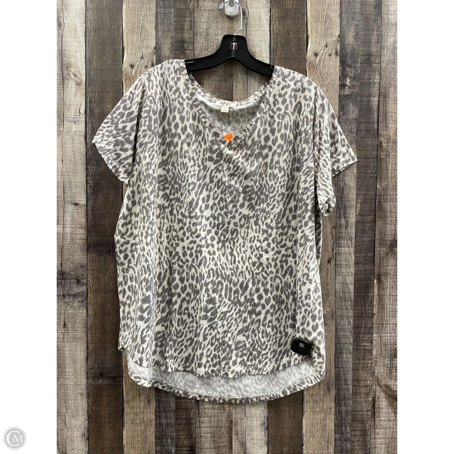 Top Short Sleeve By Style And Company In Animal Print, Size: 3x