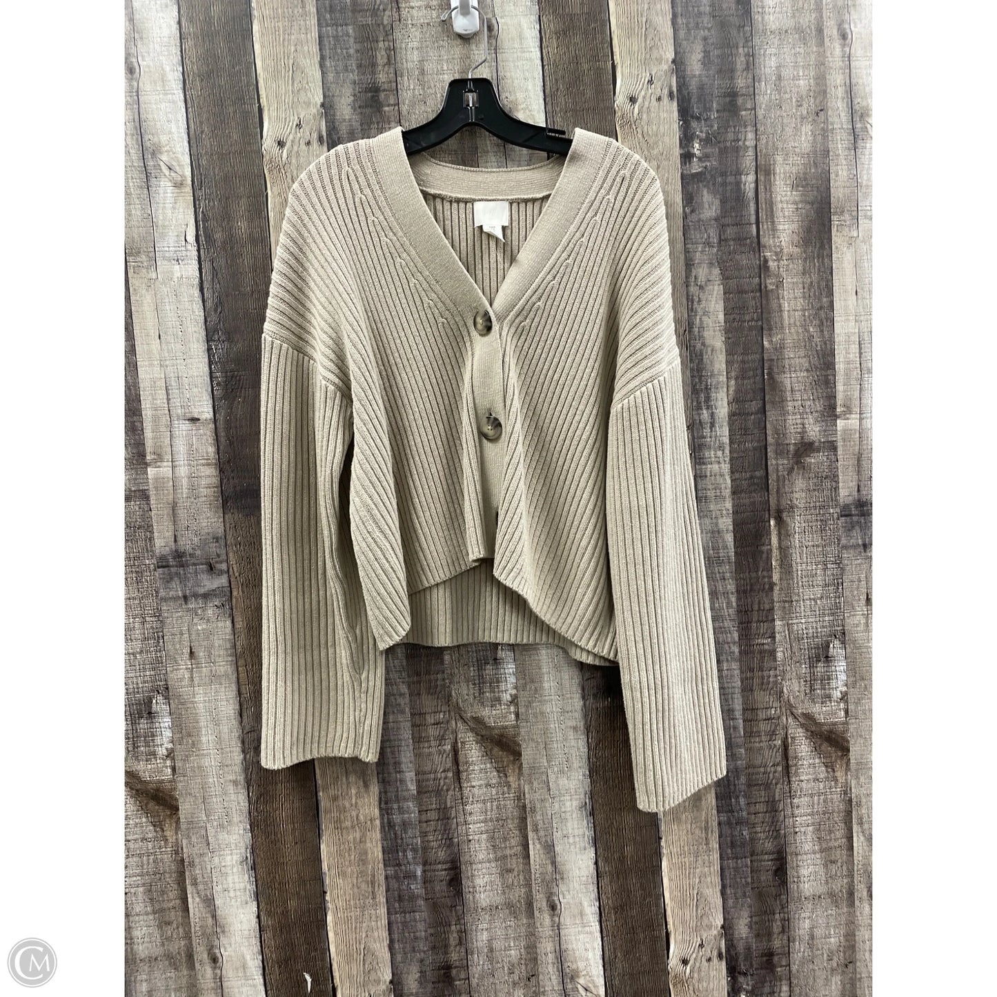 Sweater Cardigan By H&m In Tan, Size: M