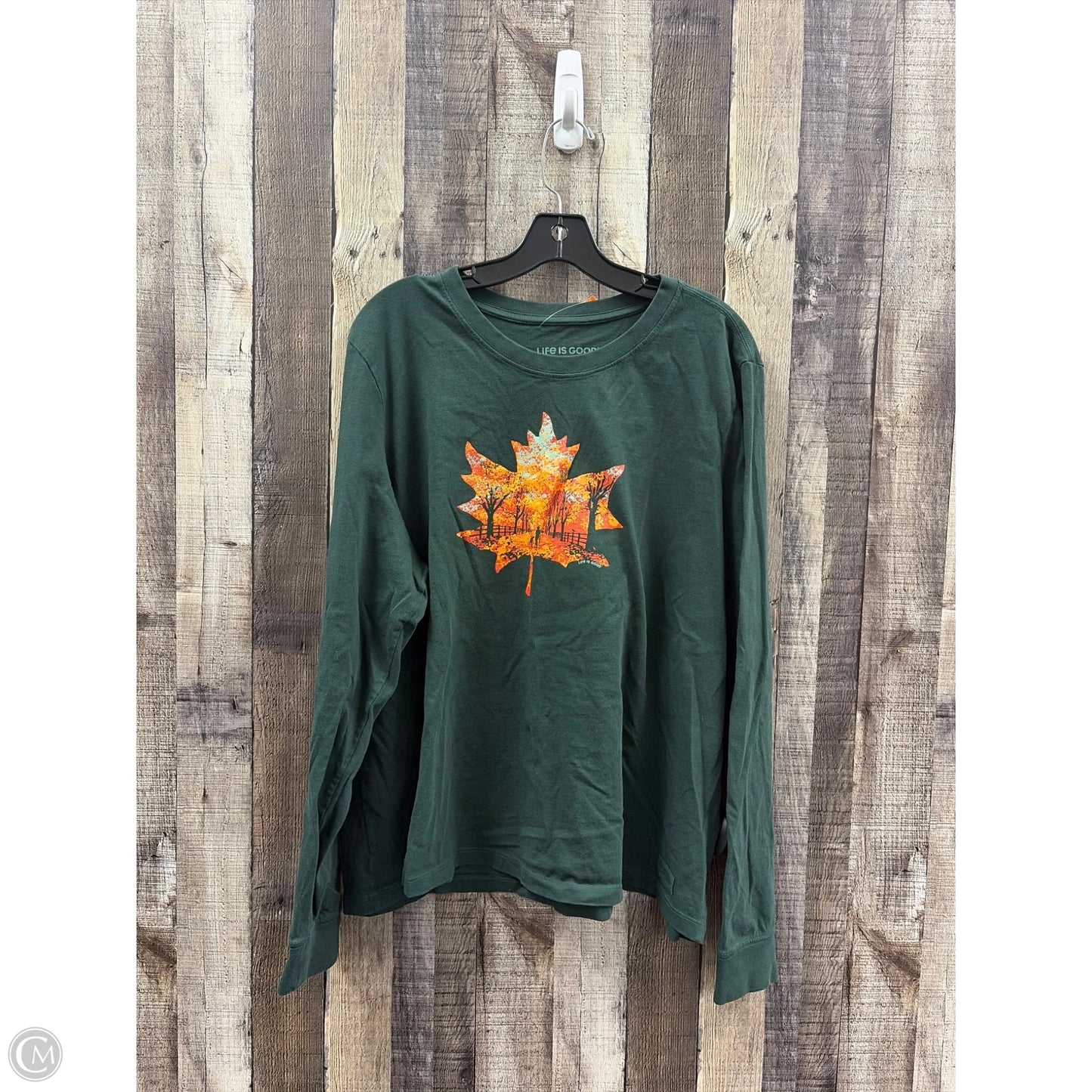 Top Long Sleeve By Life Is Good In Green, Size: 3x