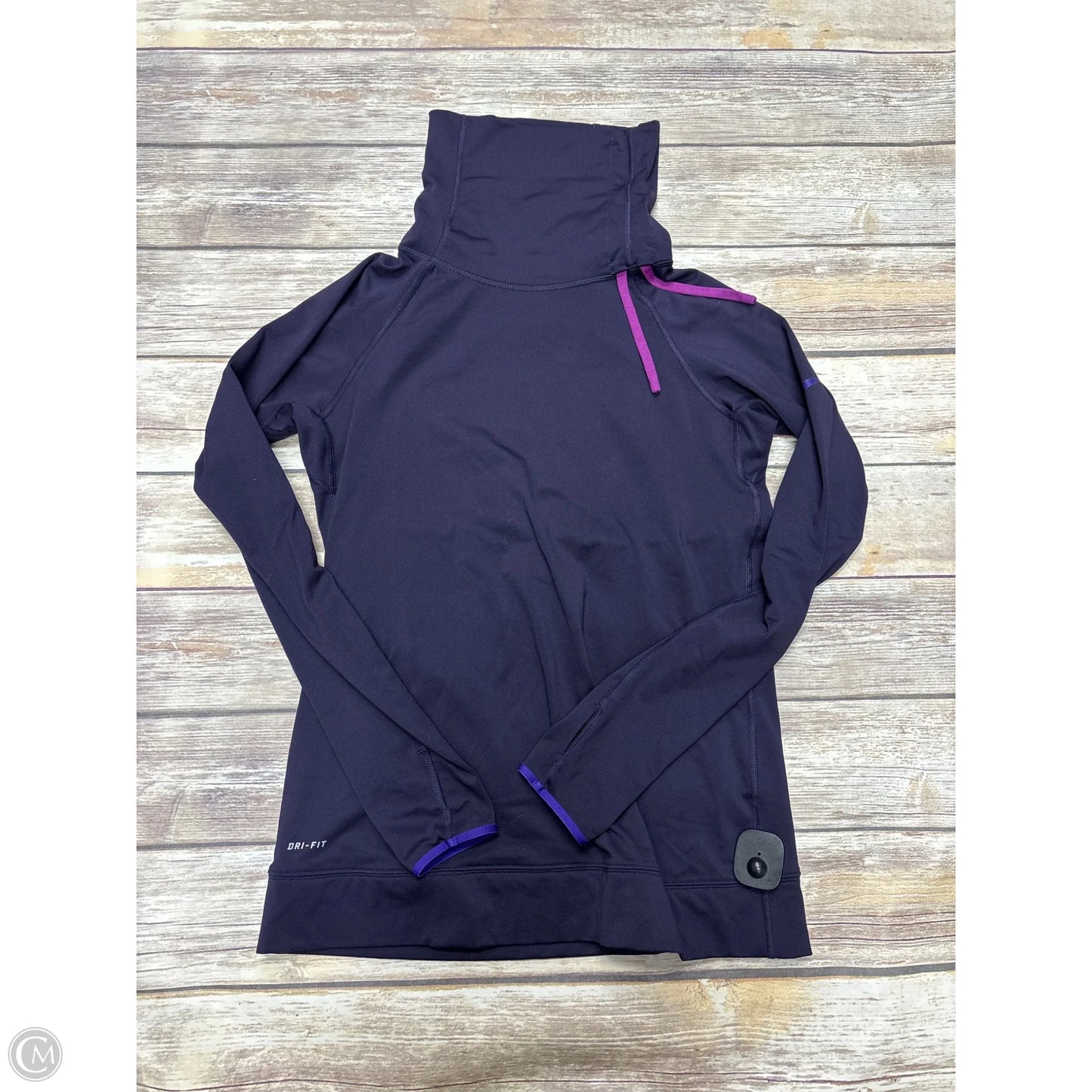 Athletic Top Long Sleeve Collar By Nike In Purple, Size: L