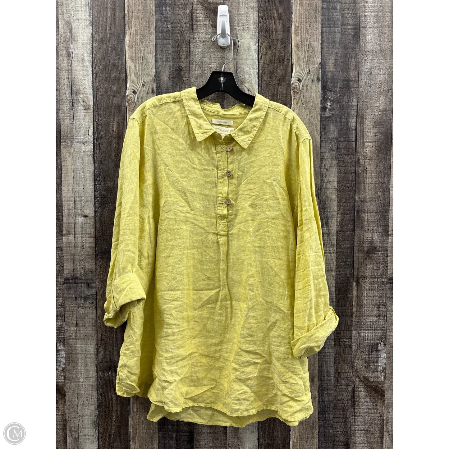 Tunic Long Sleeve By Cynthia Rowley In Yellow, Size: 3x