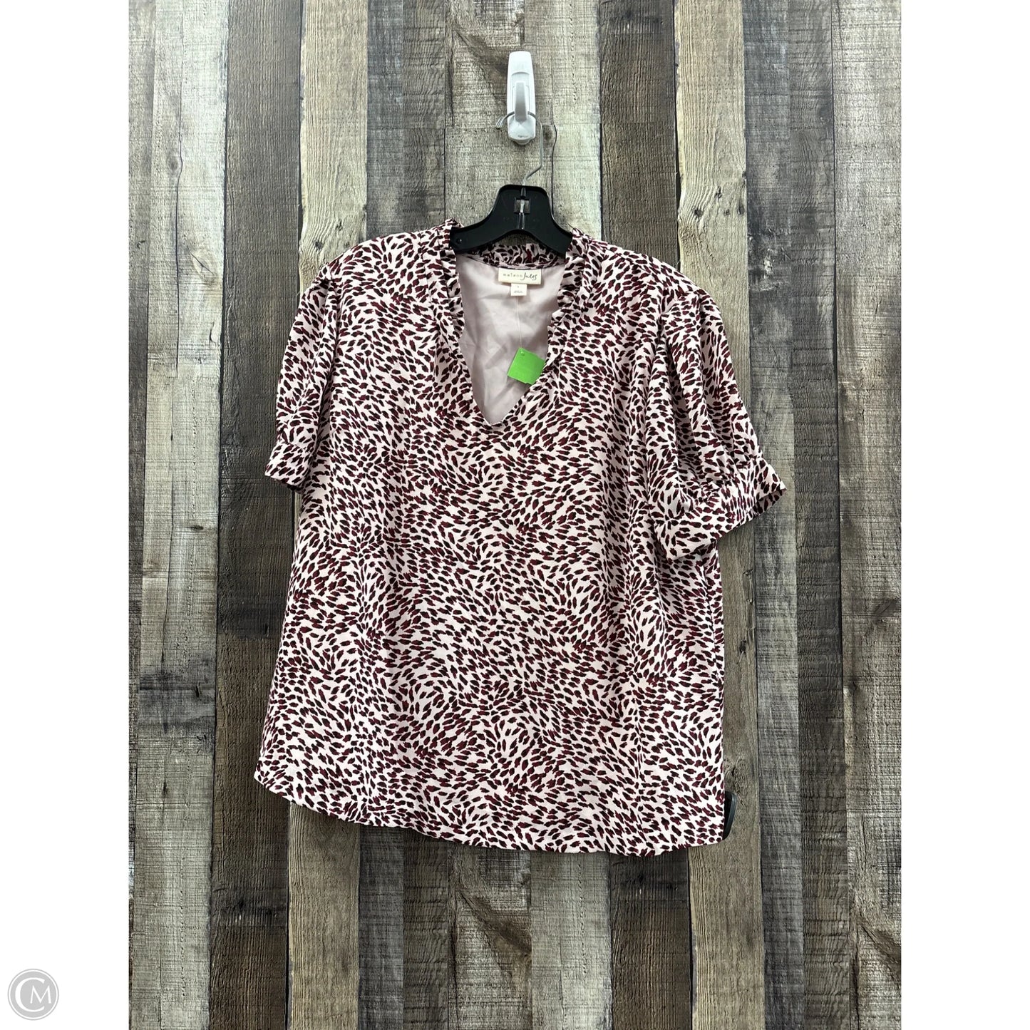 Top Short Sleeve By Maison Jules In Animal Print, Size: L