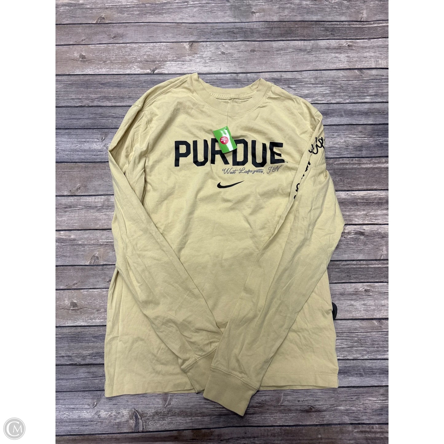 Athletic Top Long Sleeve Crewneck By Nike In Gold, Size: S