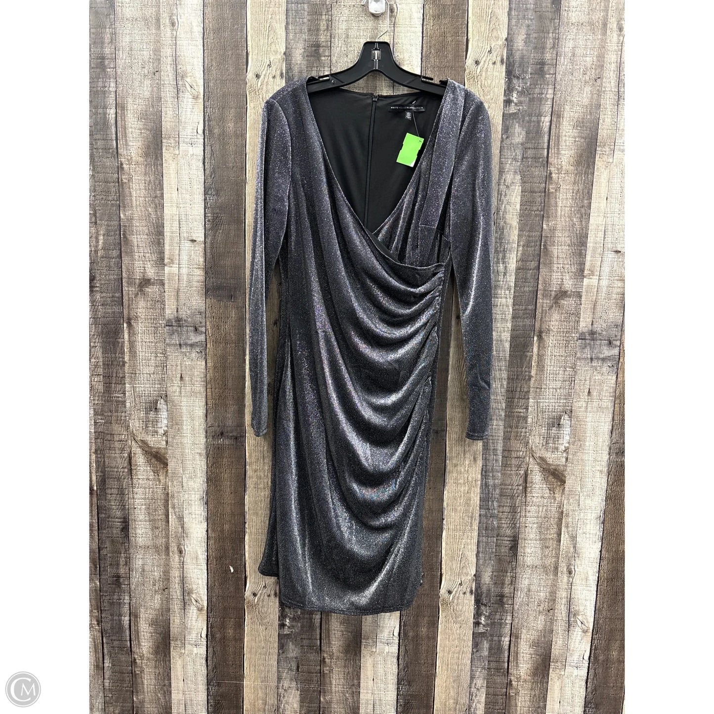 Dress Party Midi By White House Black Market In Silver, Size: L