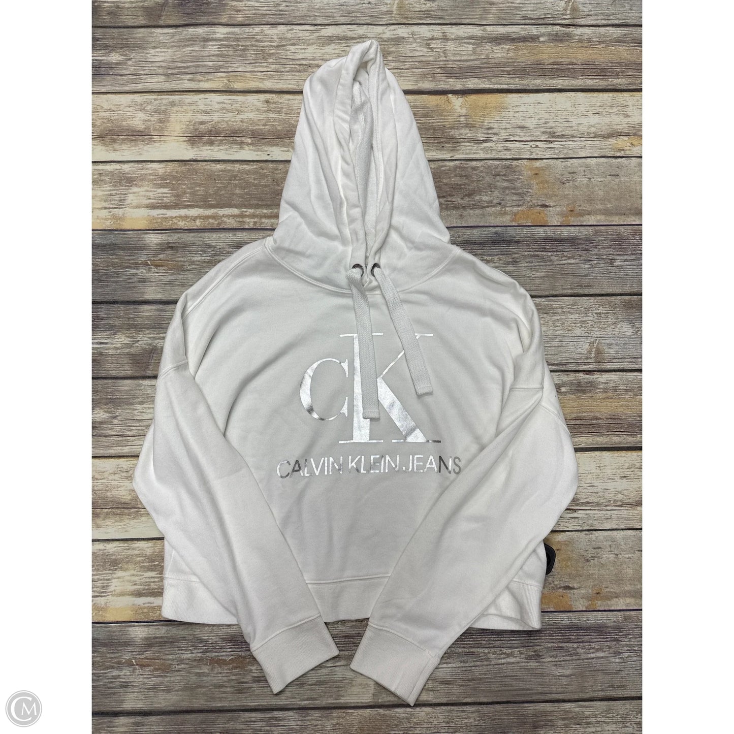 Sweatshirt Hoodie By Calvin Klein In White, Size: M