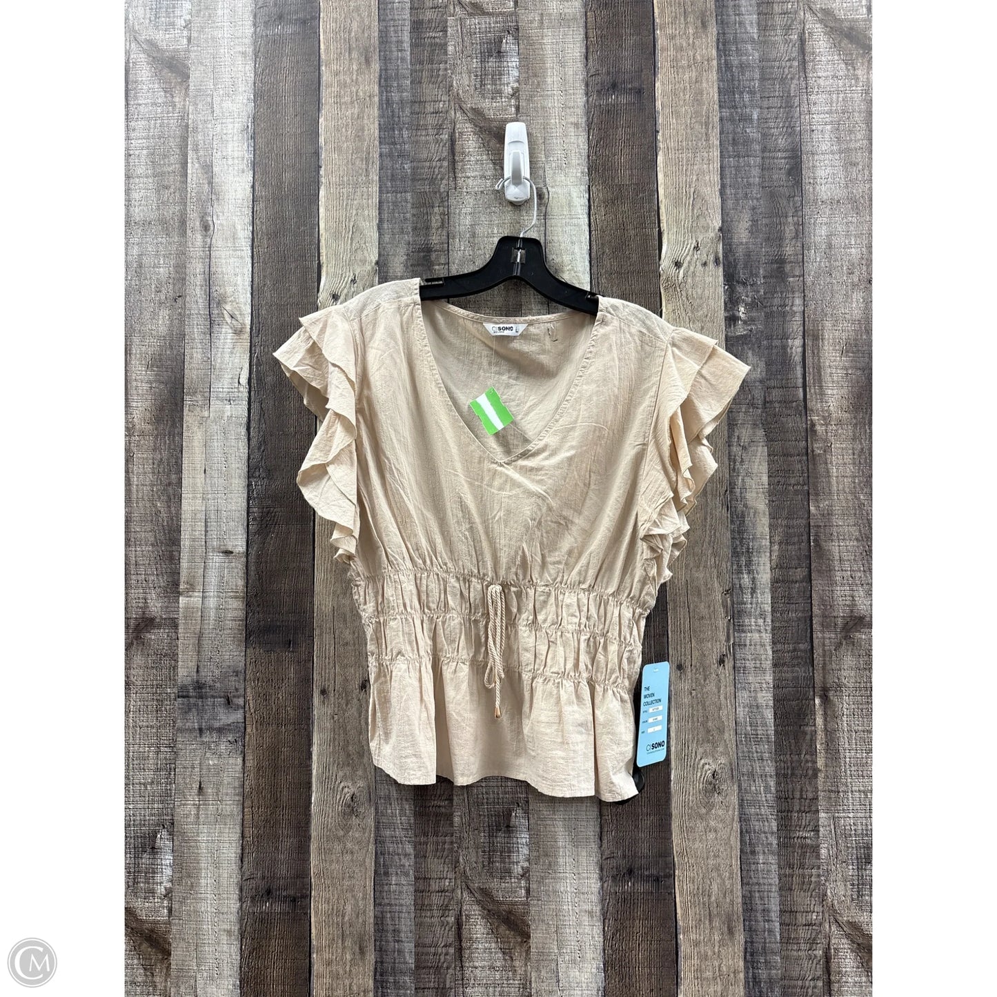 Top Short Sleeve By Ci Sono In Beige, Size: L