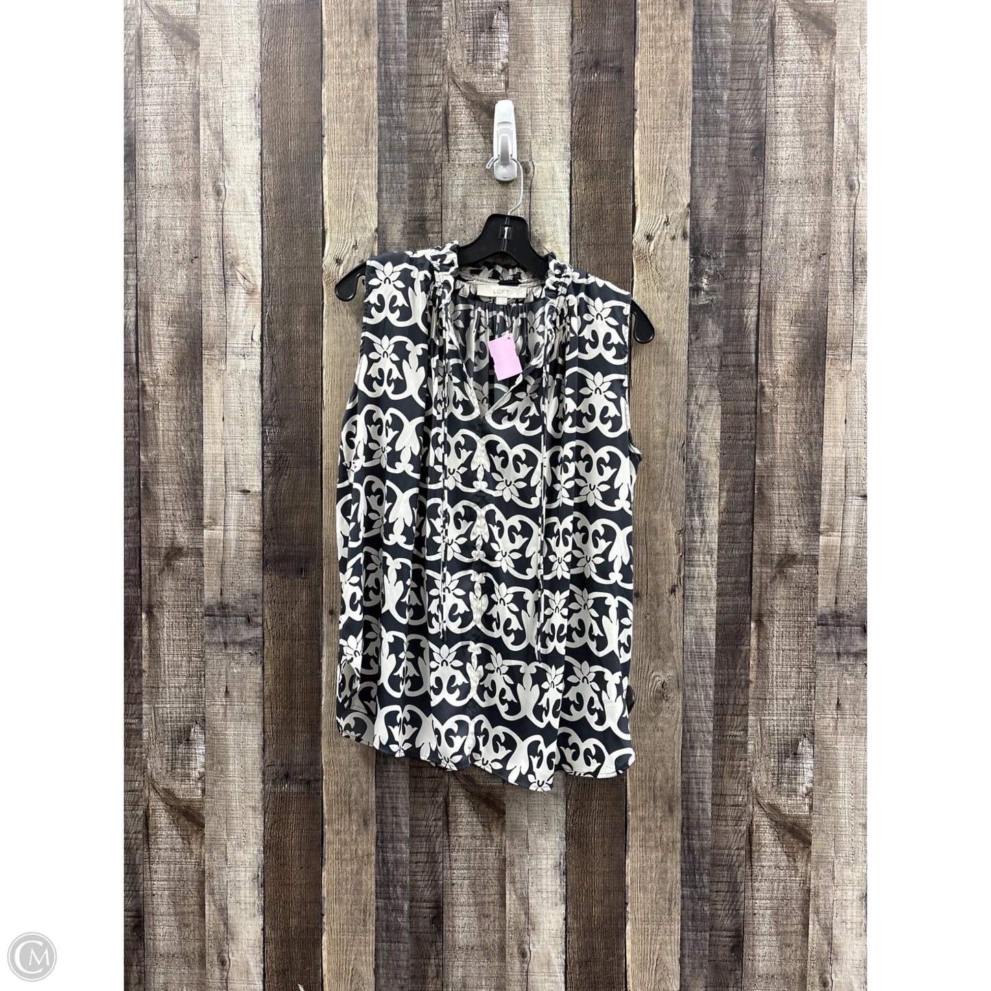 Top Short Sleeve By Loft In Grey & White, Size: S