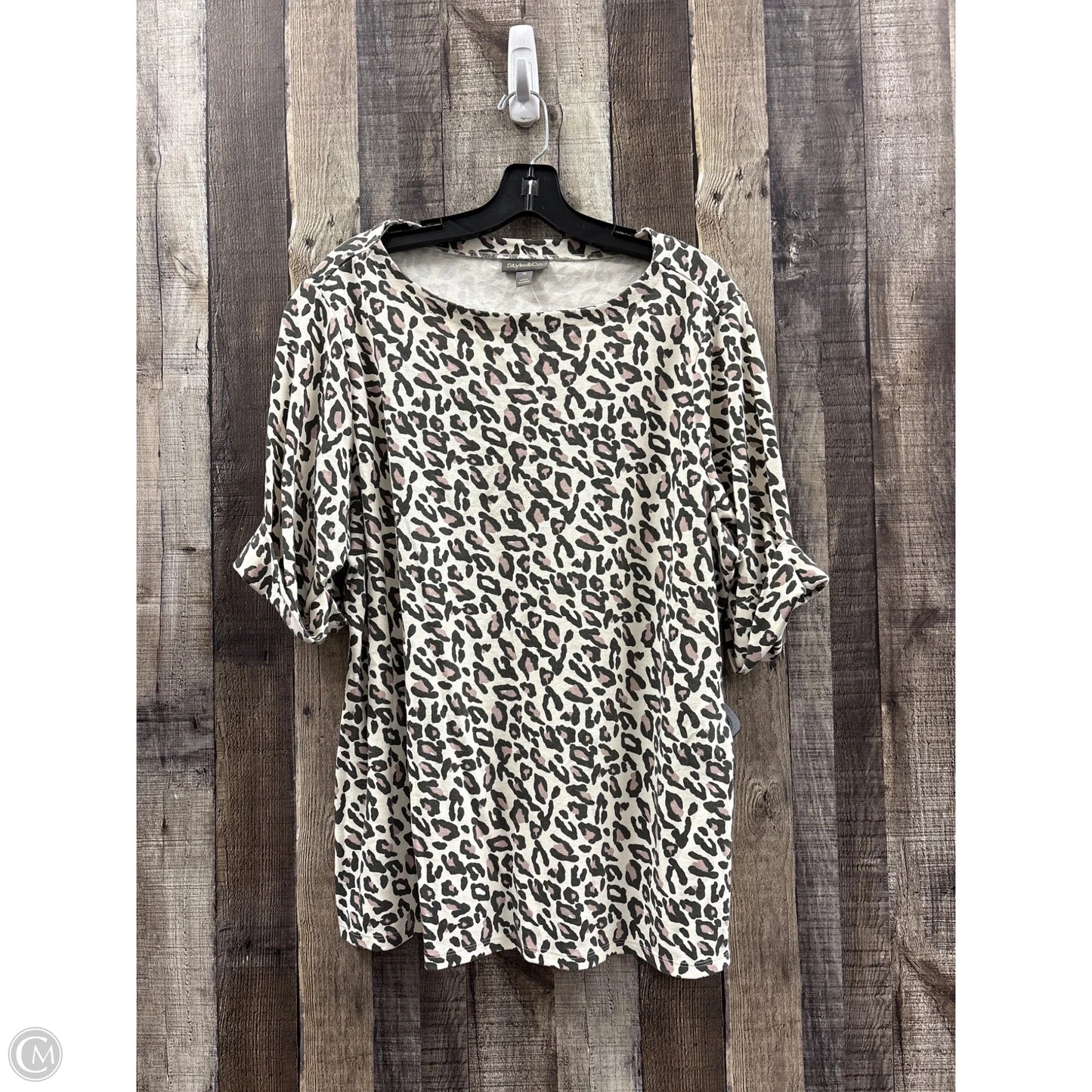 Top Short Sleeve By Style And Company In Animal Print, Size: 2x