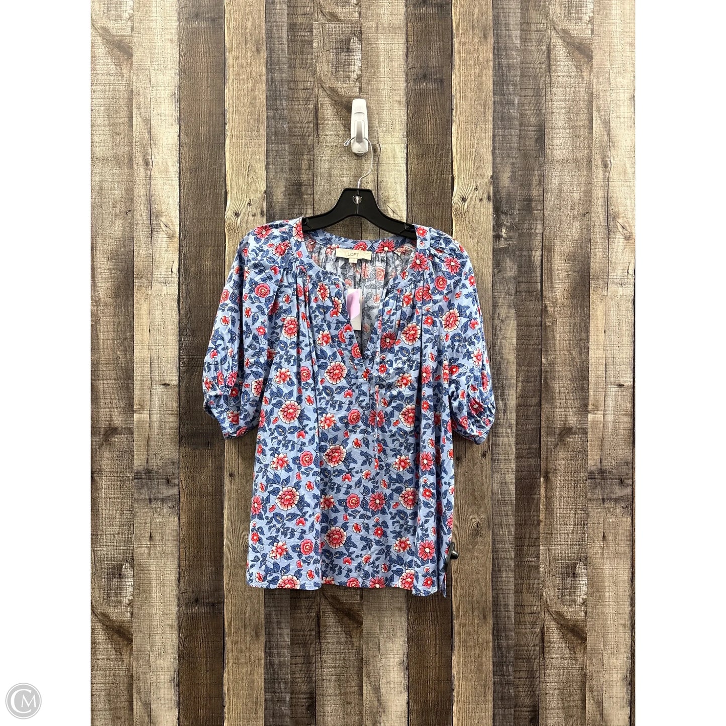 Top Short Sleeve By Loft In Blue, Size: L