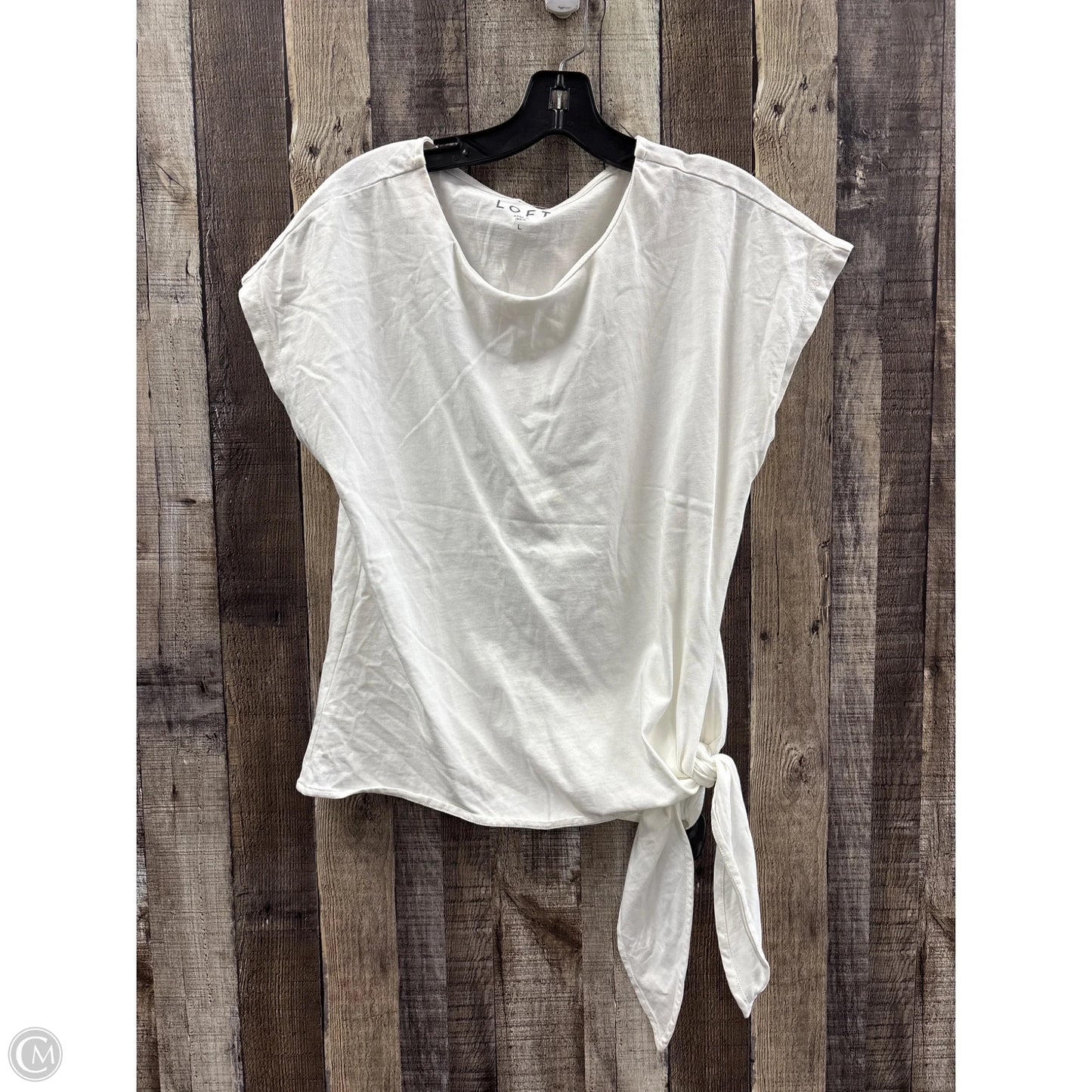 Top Short Sleeve By Loft In White, Size: L