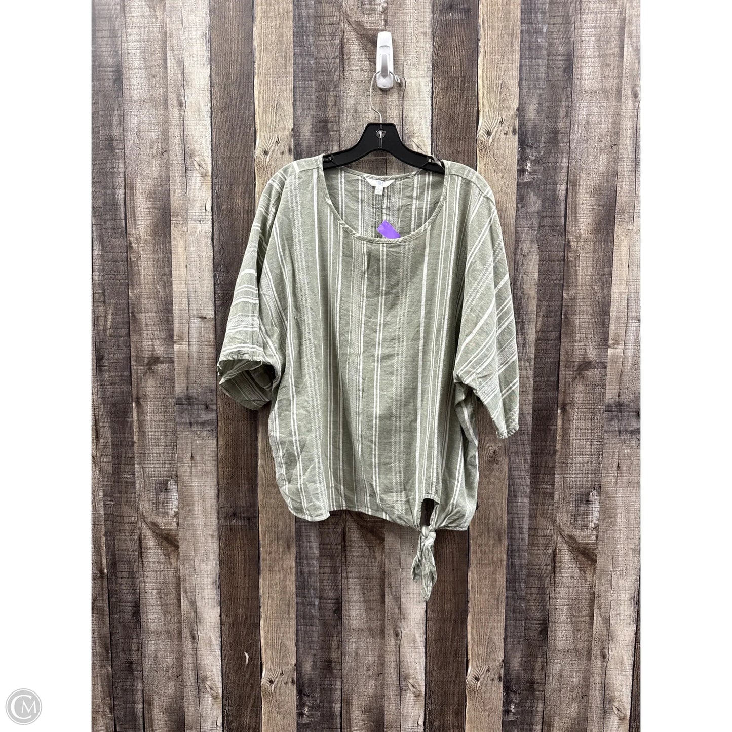 Top Short Sleeve By Time And Tru In Striped Pattern, Size: L