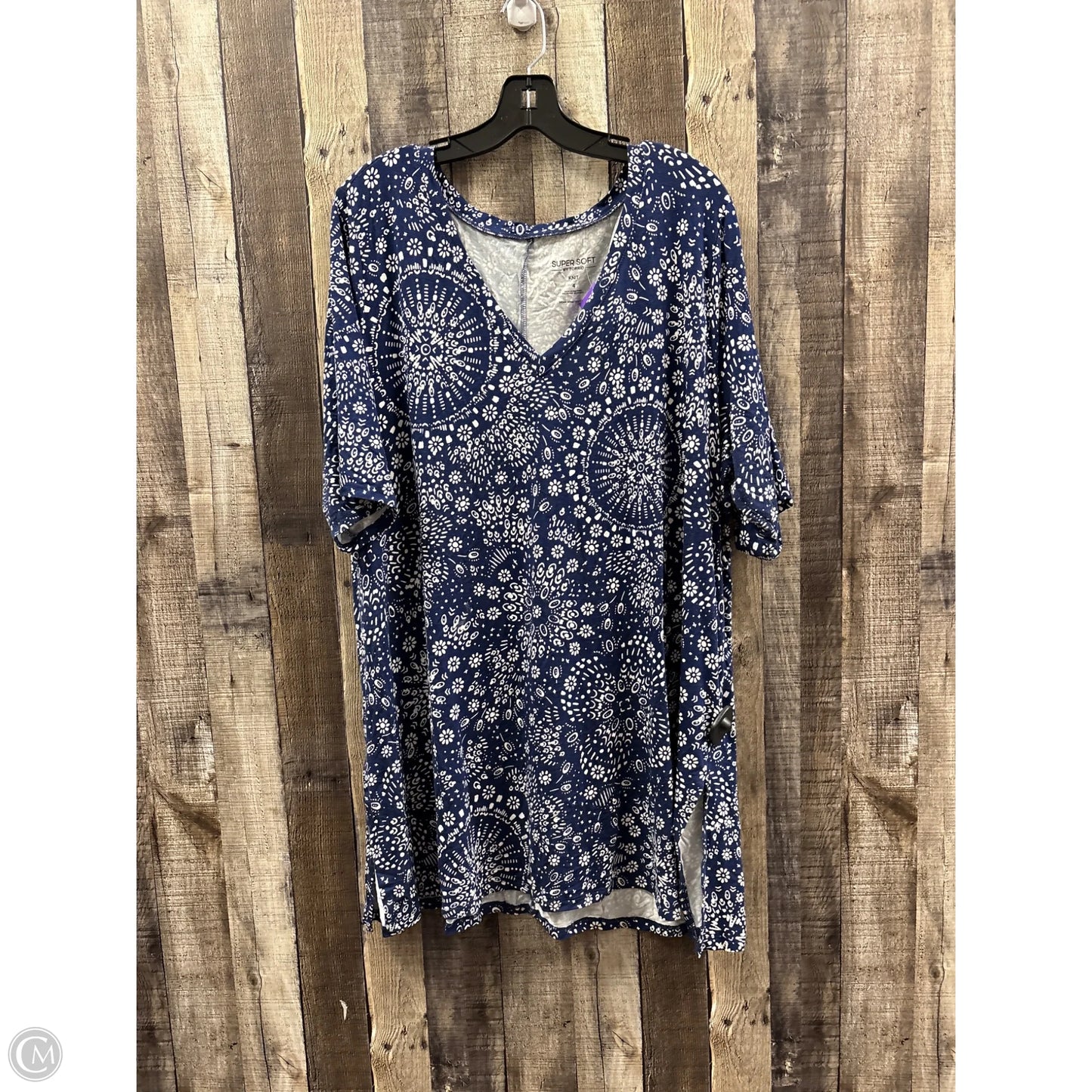 Top Short Sleeve By Torrid In Blue & White, Size: 4x