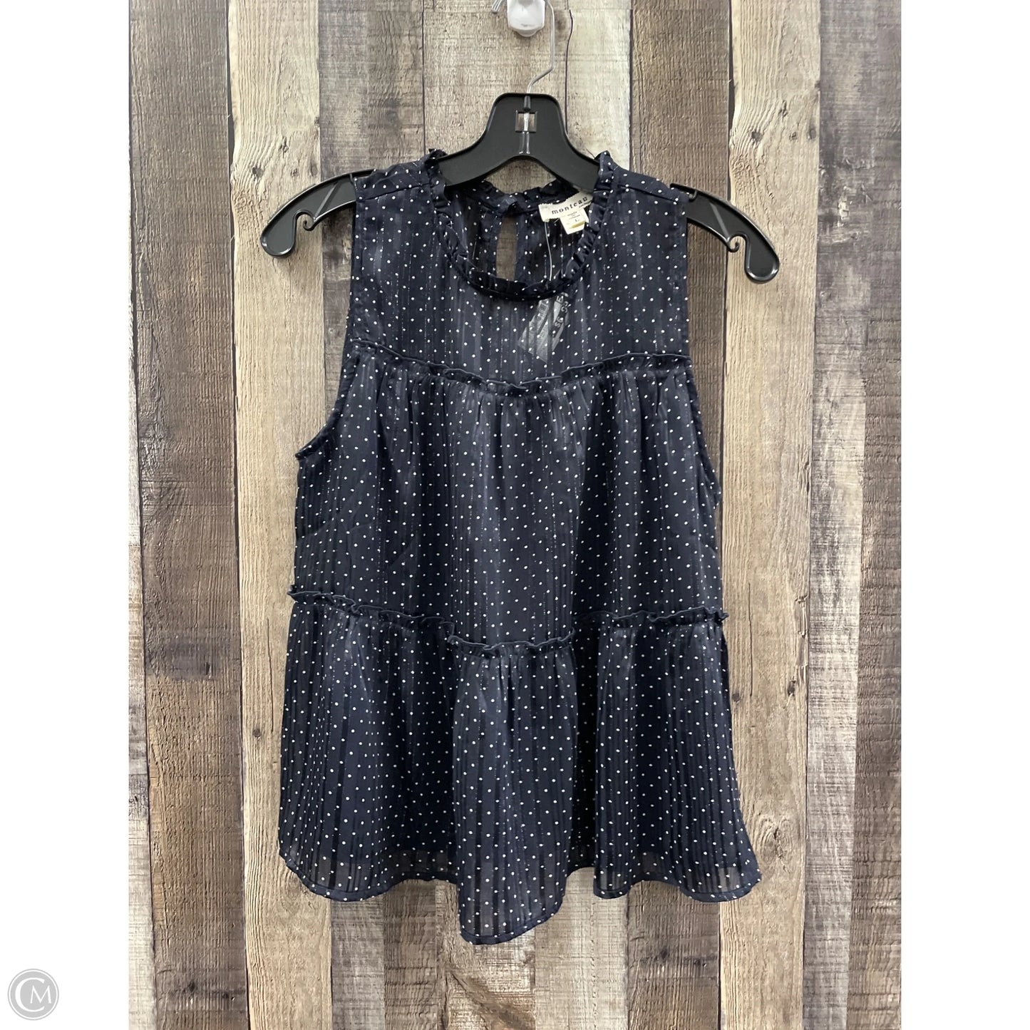 Top Sleeveless By Monteau In Polkadot Pattern, Size: L