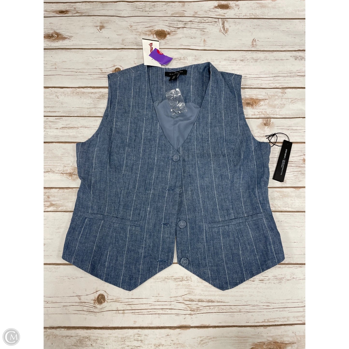 Vest Other By Tahari In Blue Denim, Size: M