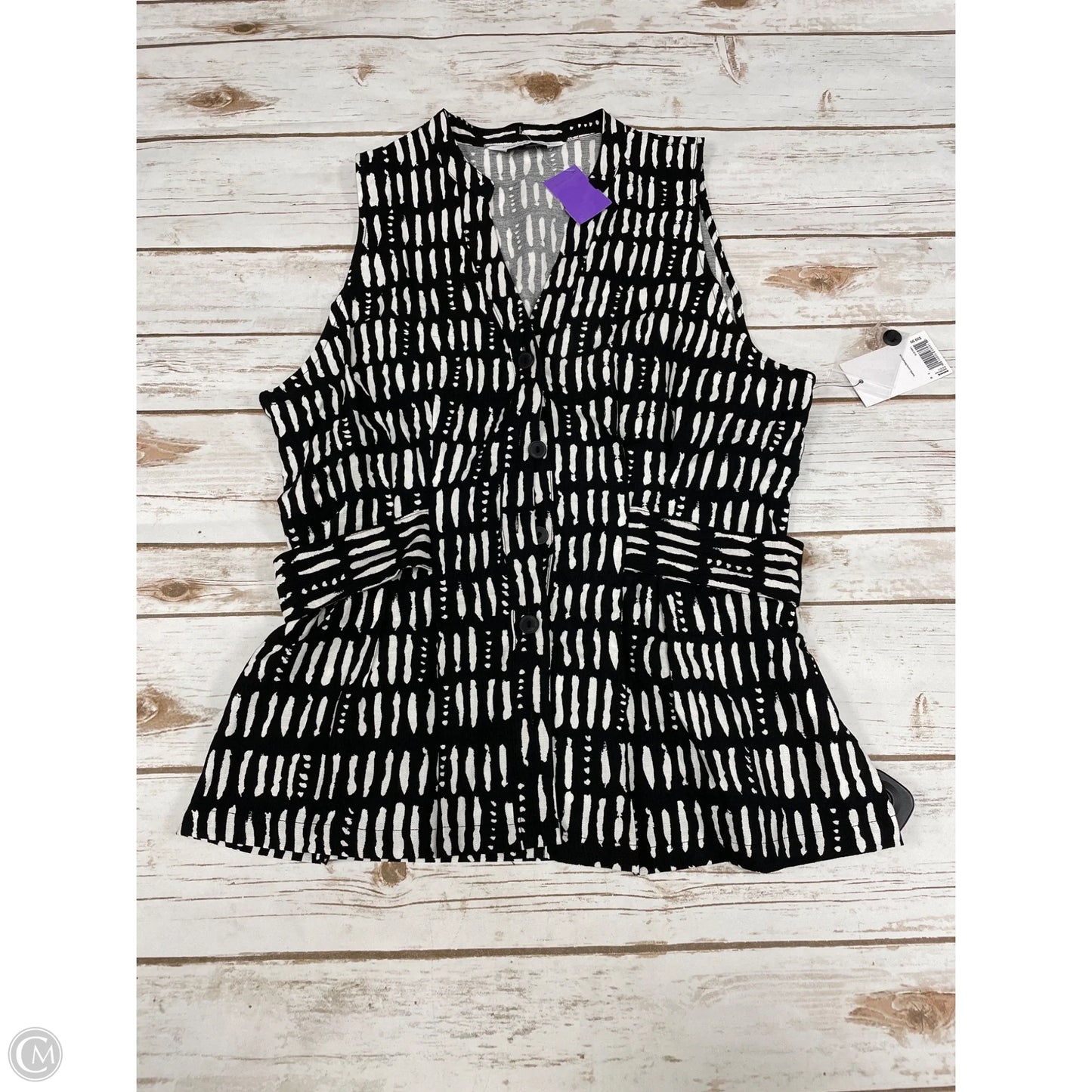 Top Sleeveless By Nine West In Black & Cream, Size: M
