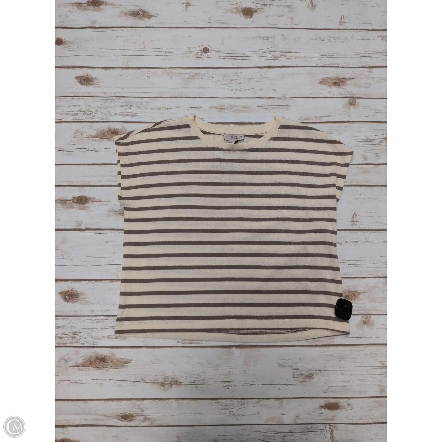 Top Short Sleeve By Cme In Striped Pattern, Size: L
