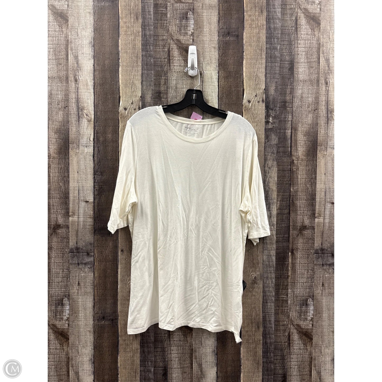 Top Short Sleeve By Chicos In Cream, Size: Xl