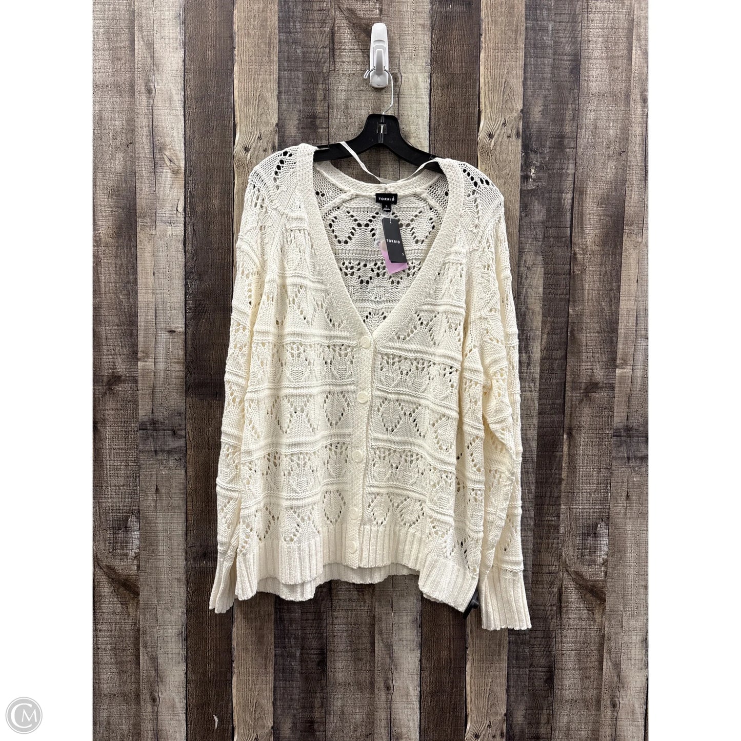 Sweater Cardigan By Torrid In White, Size: 3x