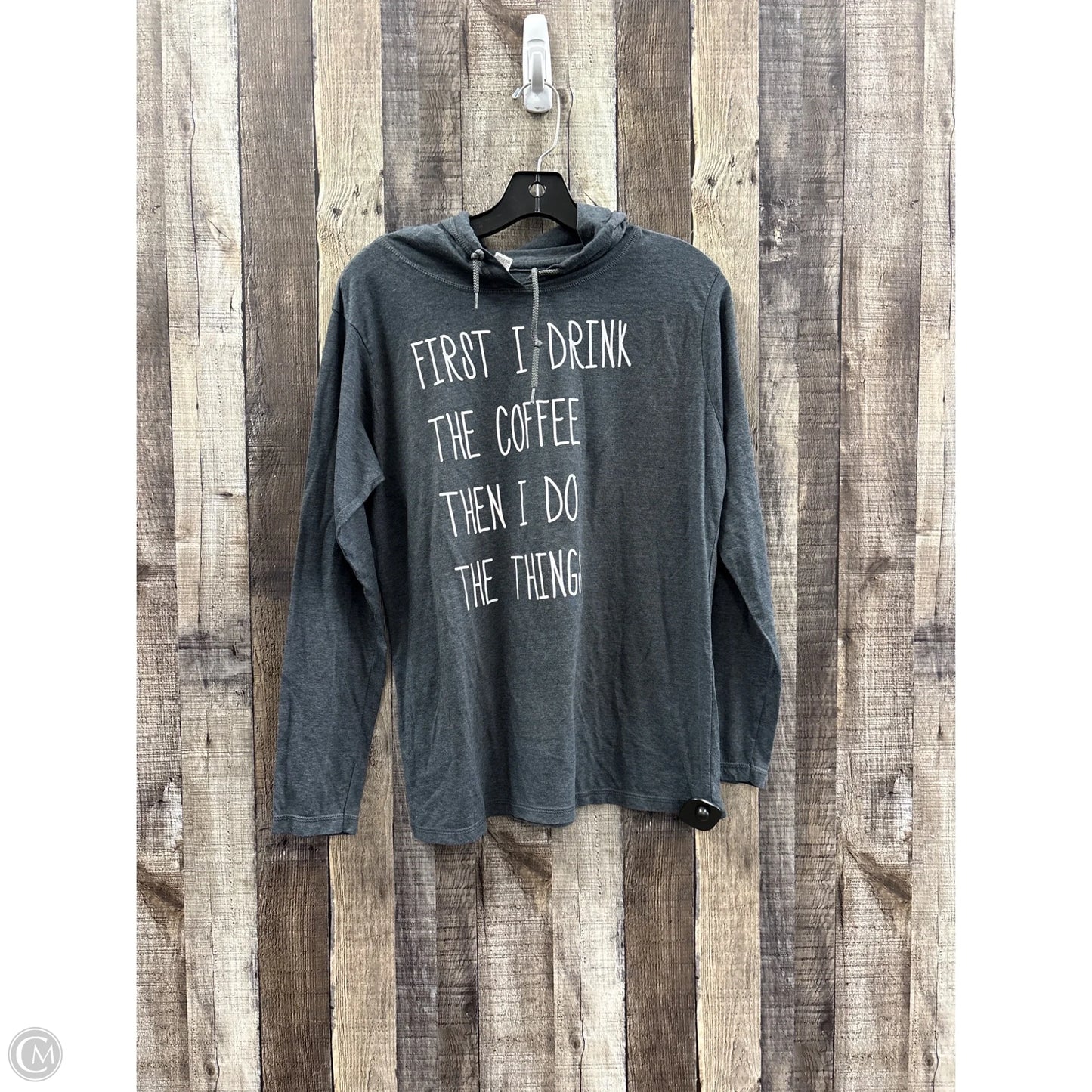 Top Long Sleeve Basic By Anvil In Grey, Size: L