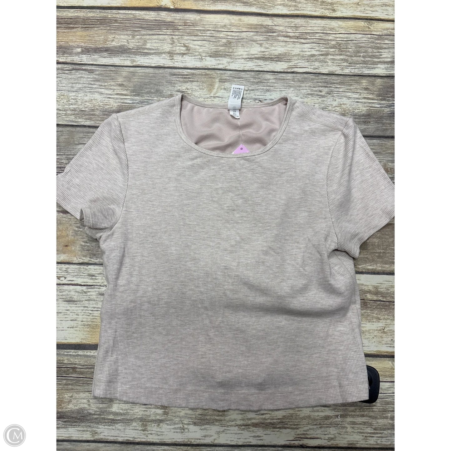 Athletic Top Short Sleeve By Yogalicious In Beige, Size: L