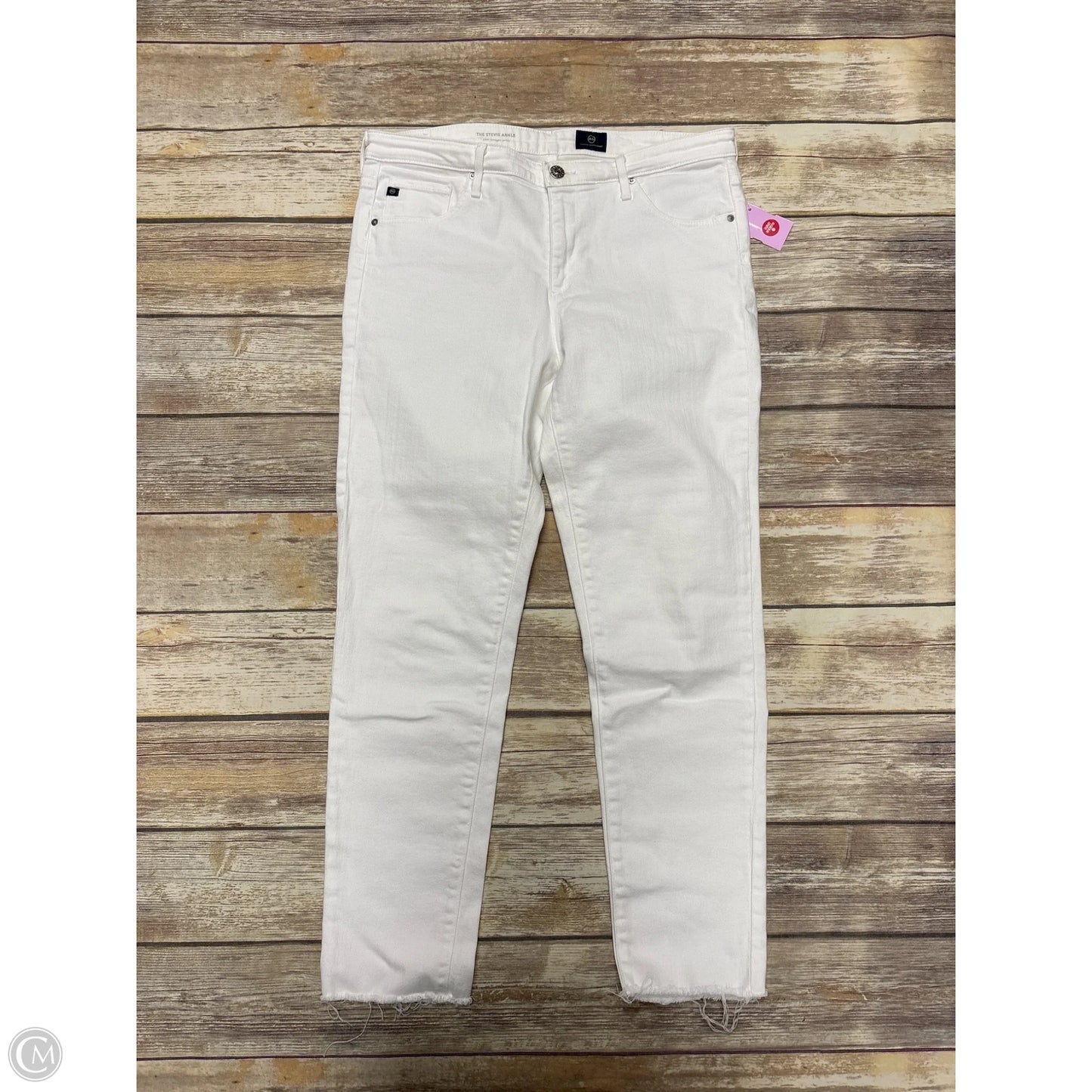 Jeans Straight By Ag Jeans In White Denim, Size: 12