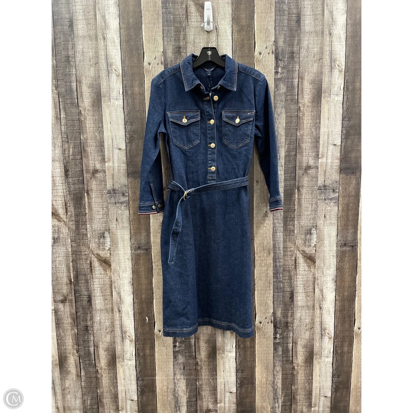 Dress Casual Midi By Tommy Hilfiger In Blue Denim, Size: S