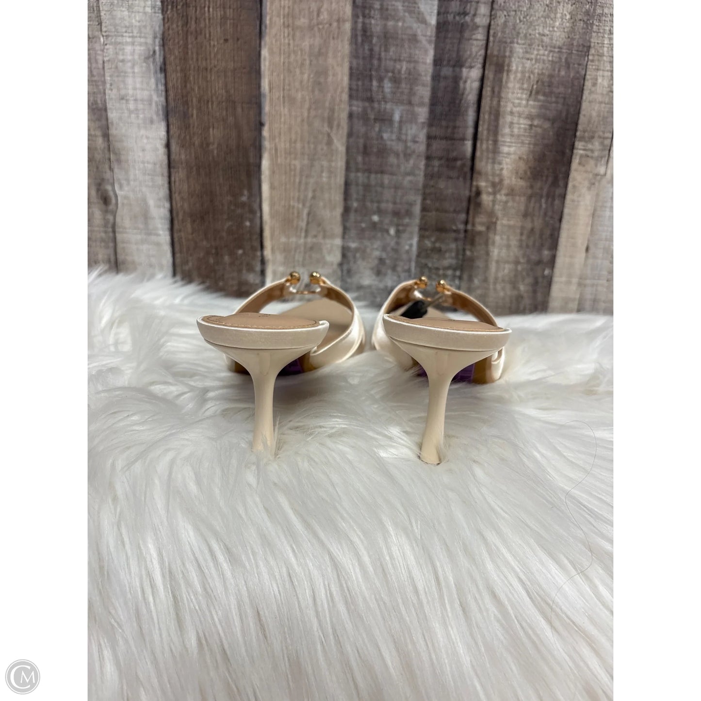 Sandals Heels Stiletto By Cme In Cream, Size: 10