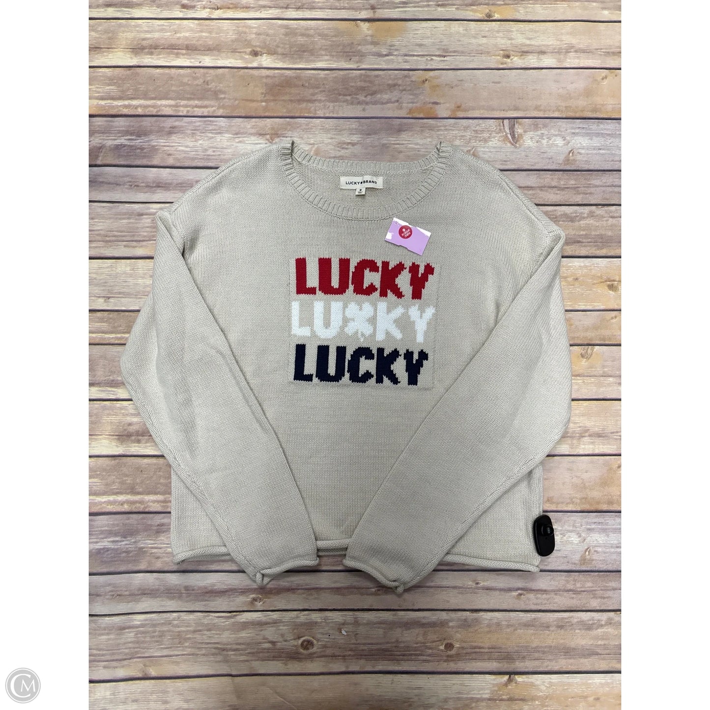 Sweater By Lucky Brand In Beige, Size: M