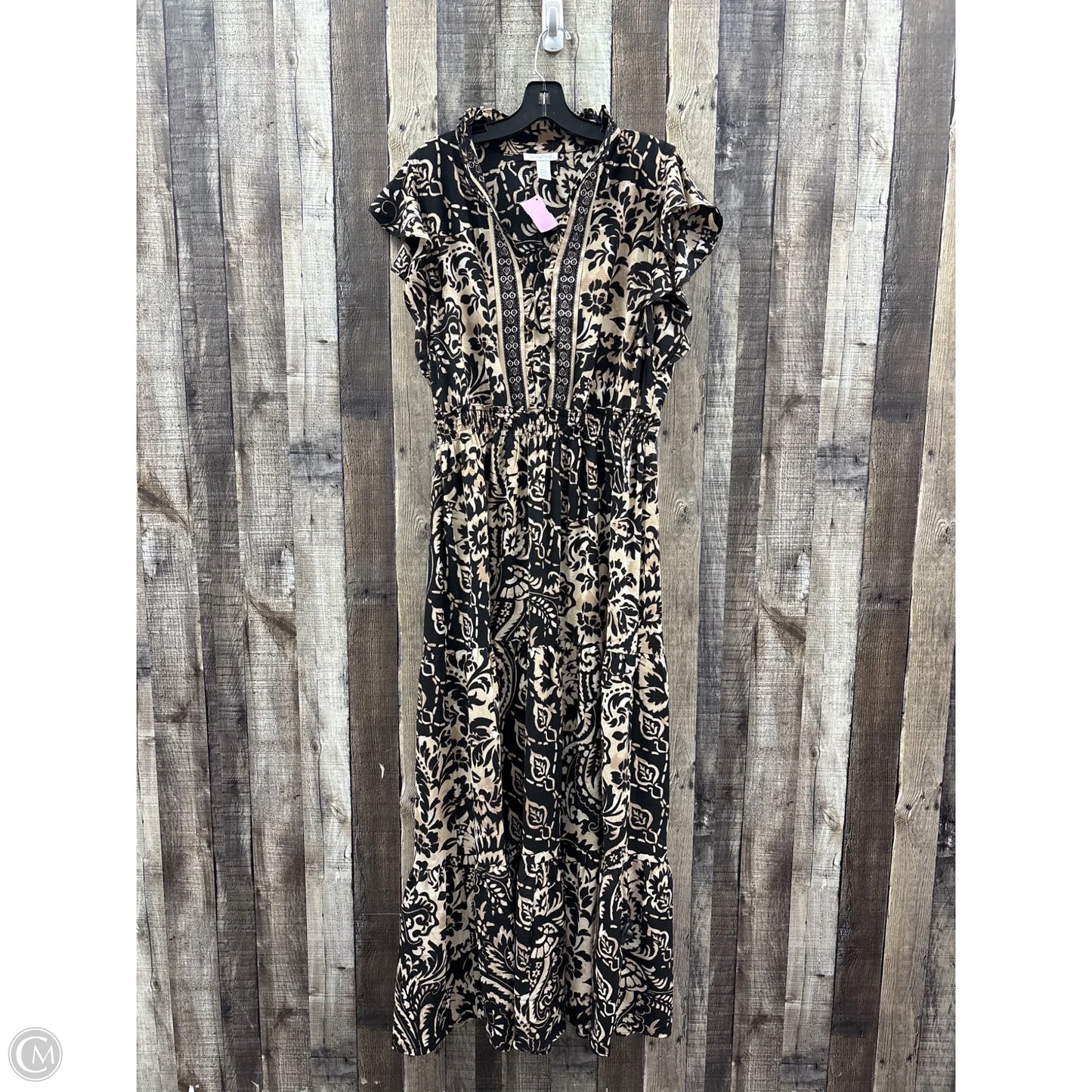 Dress Casual Maxi By London Times In Black & Cream, Size: L