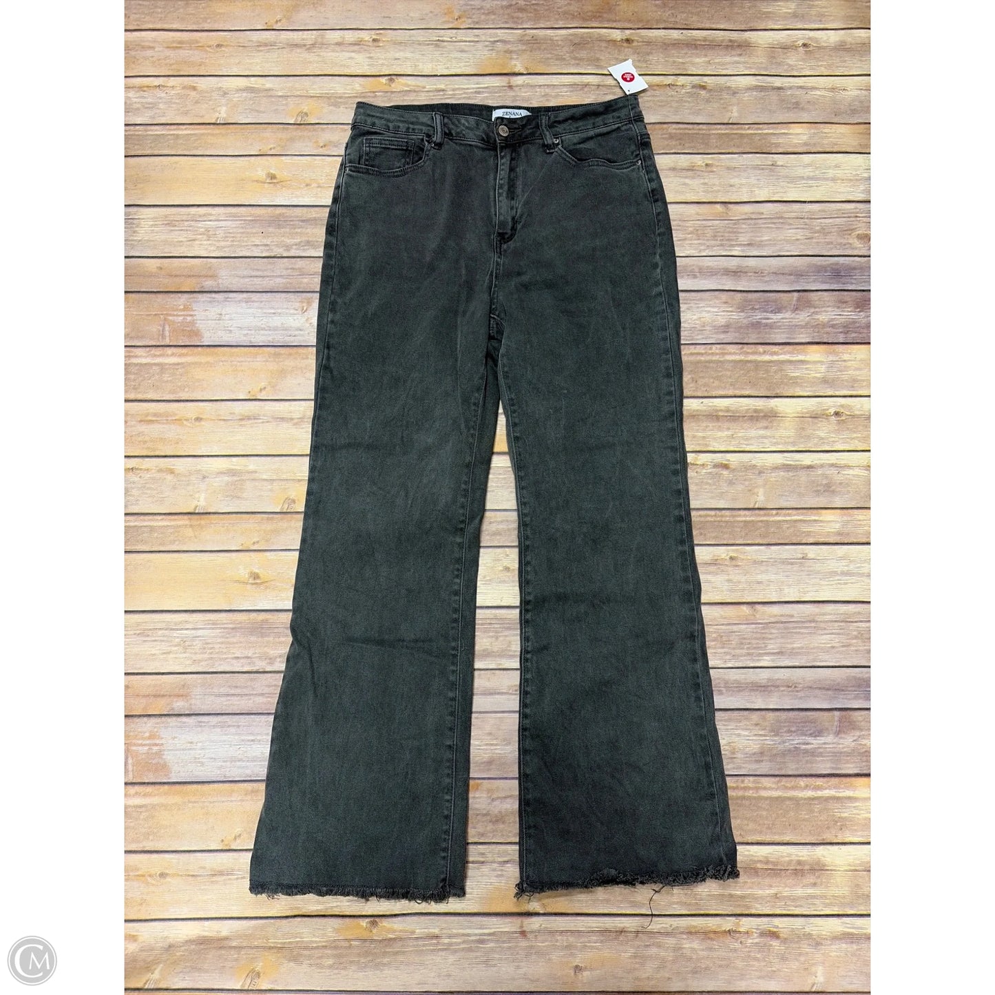 Jeans Wide Leg By Zenana In Grey Denim, Size: L