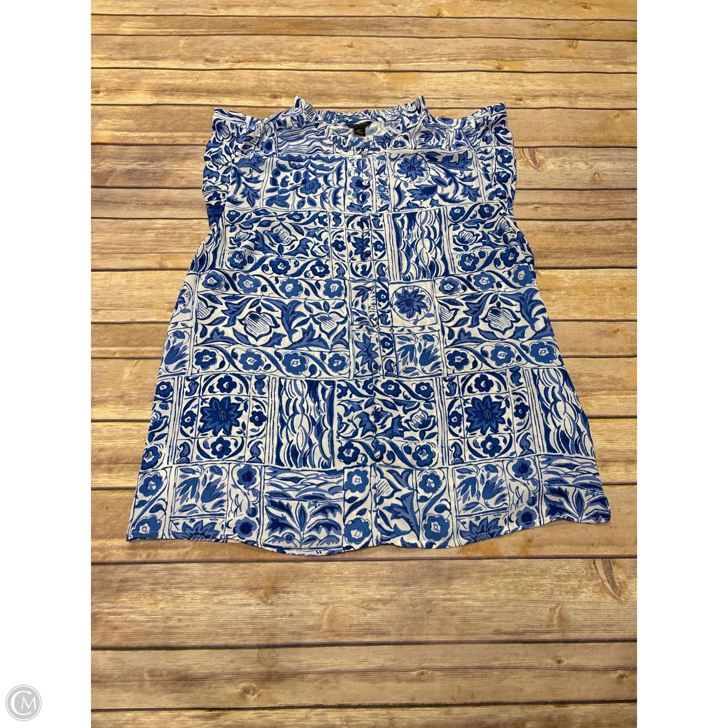 Top Sleeveless By Ann Taylor In Blue & White, Size: S