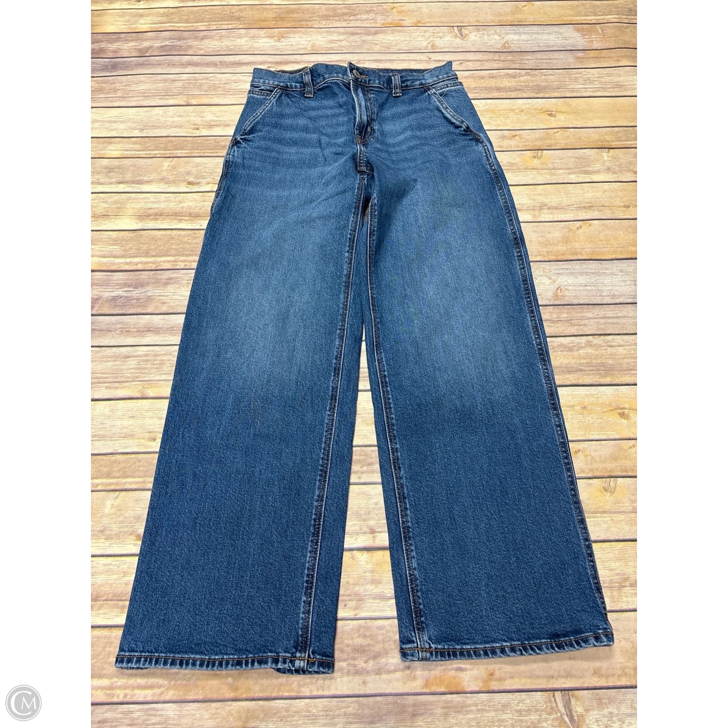 Jeans Wide Leg By American Eagle In Blue Denim, Size: 4