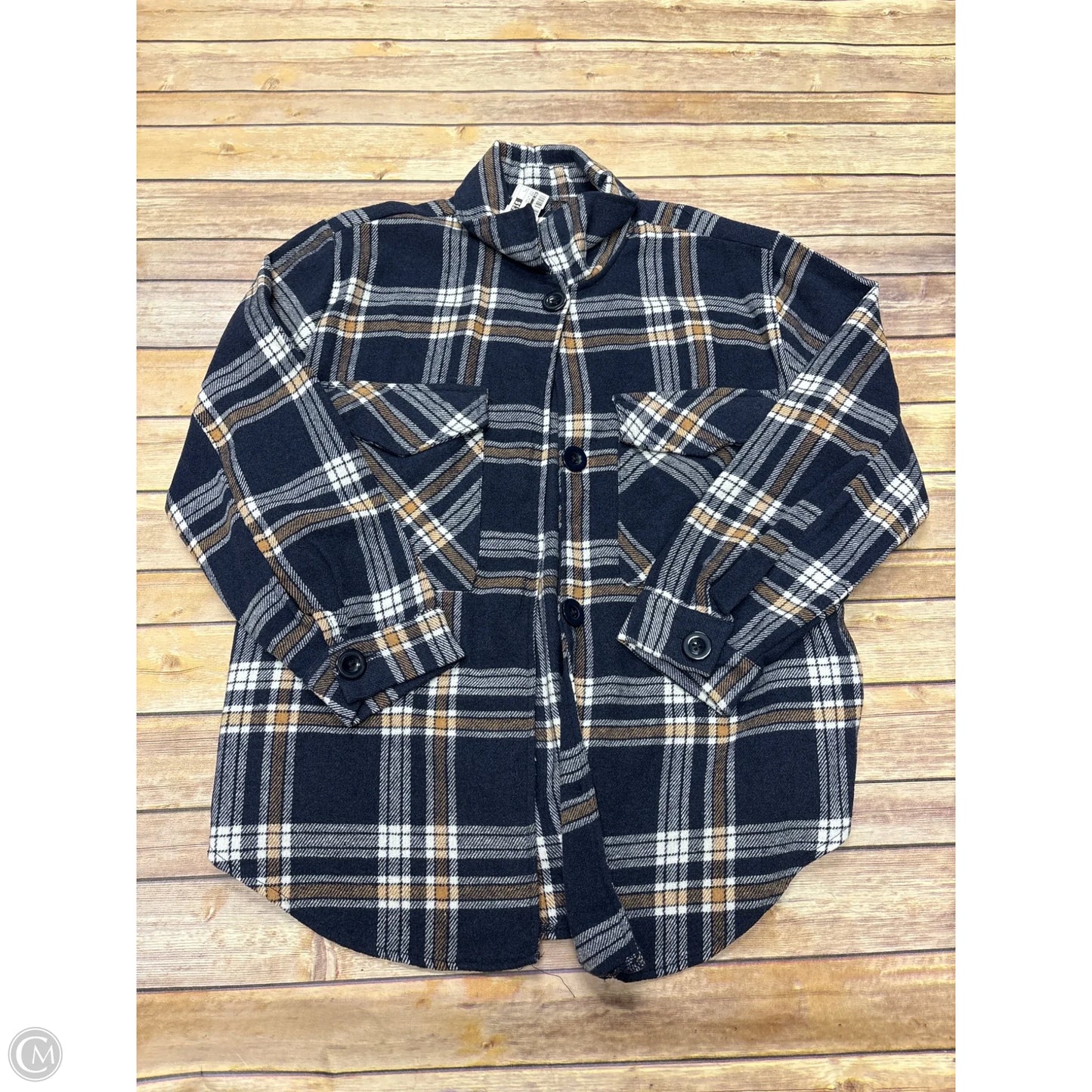 Jacket Shirt By Rue 21 In Plaid Pattern, Size: L