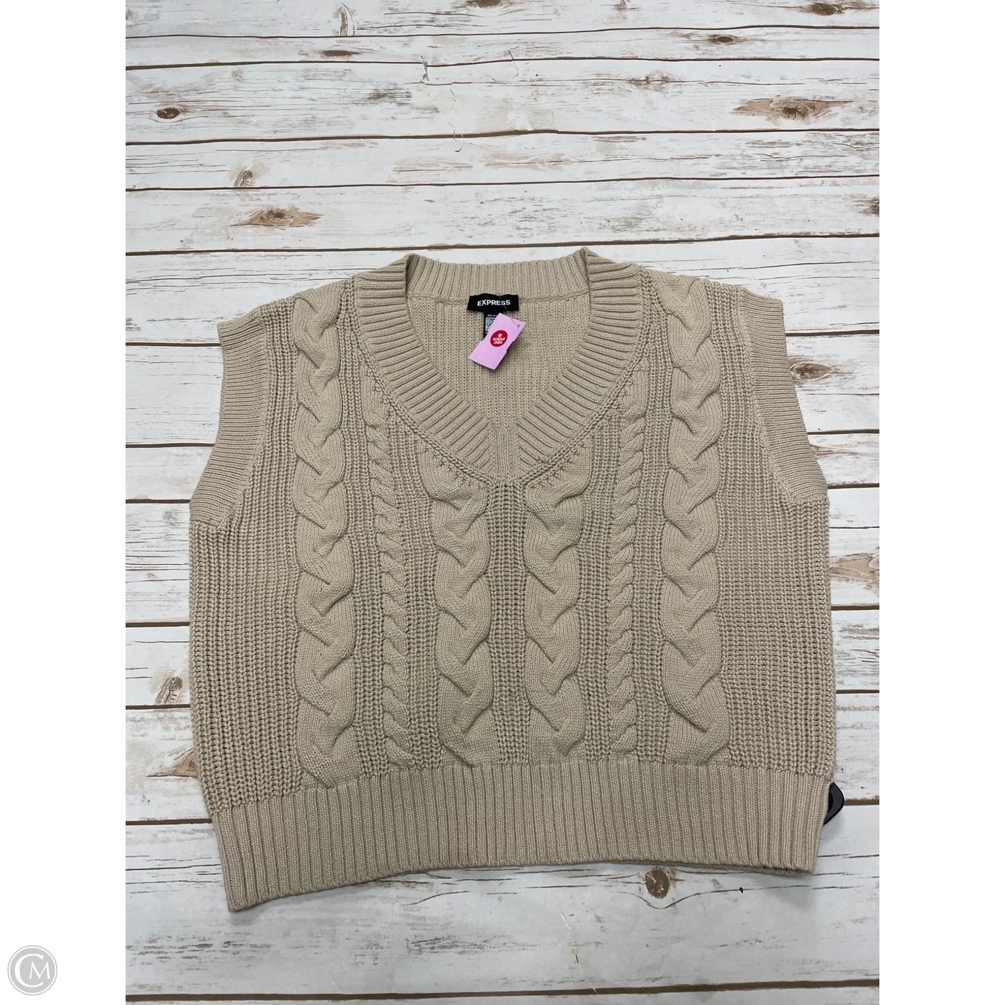 Vest Sweater By Express In Tan, Size: M