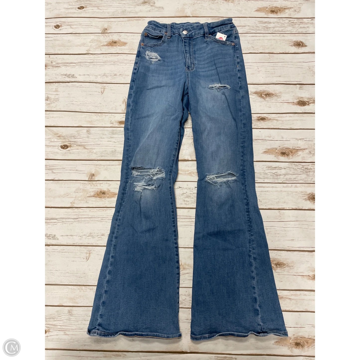 Jeans Flared By American Eagle In Blue Denim, Size: 4