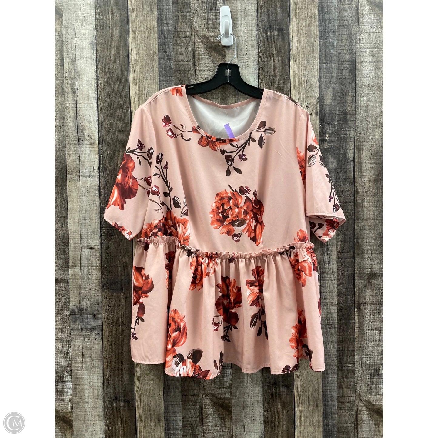 Top Short Sleeve By Shein In Floral Print, Size: 1x