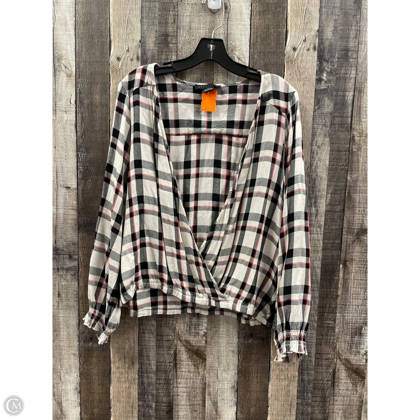 Top Long Sleeve By Sanctuary In Plaid Pattern, Size: M