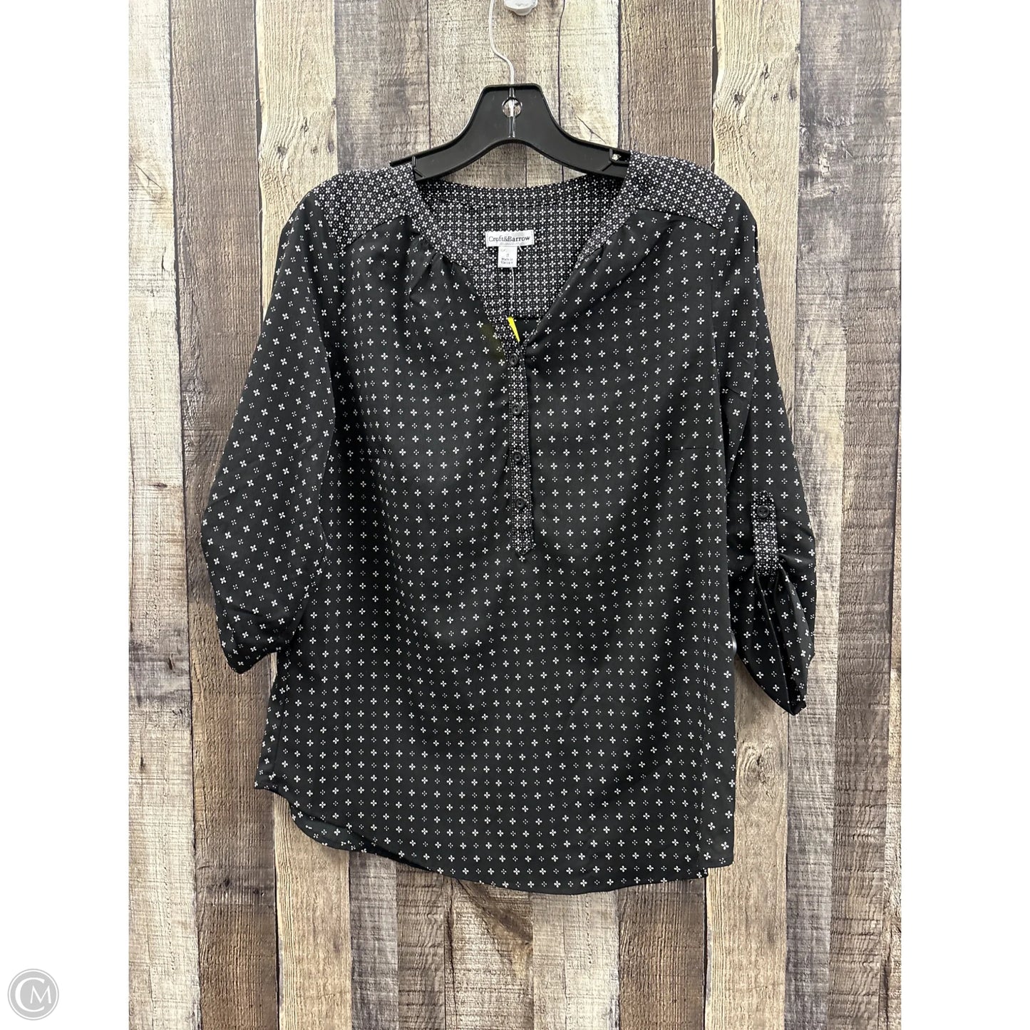 Top 3/4 Sleeve By Croft And Barrow In Black & White, Size: S