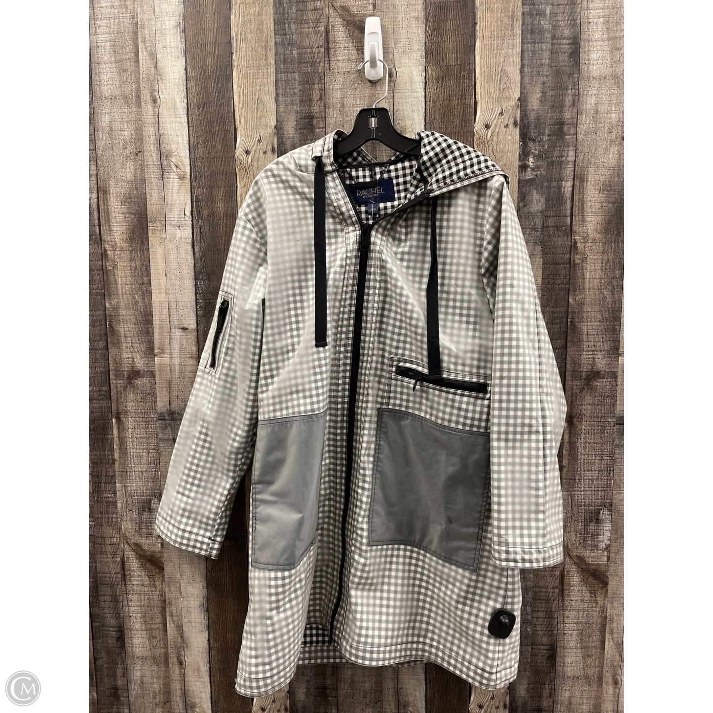 Coat Raincoat By Rachel Roy In Checkered Pattern, Size: L