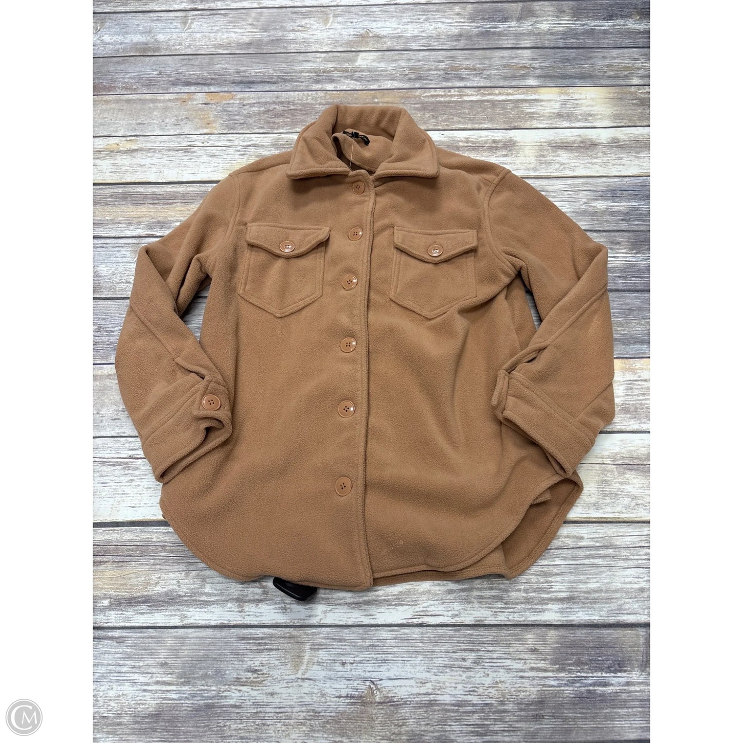 Jacket Shirt By Shinestar In Tan, Size: S