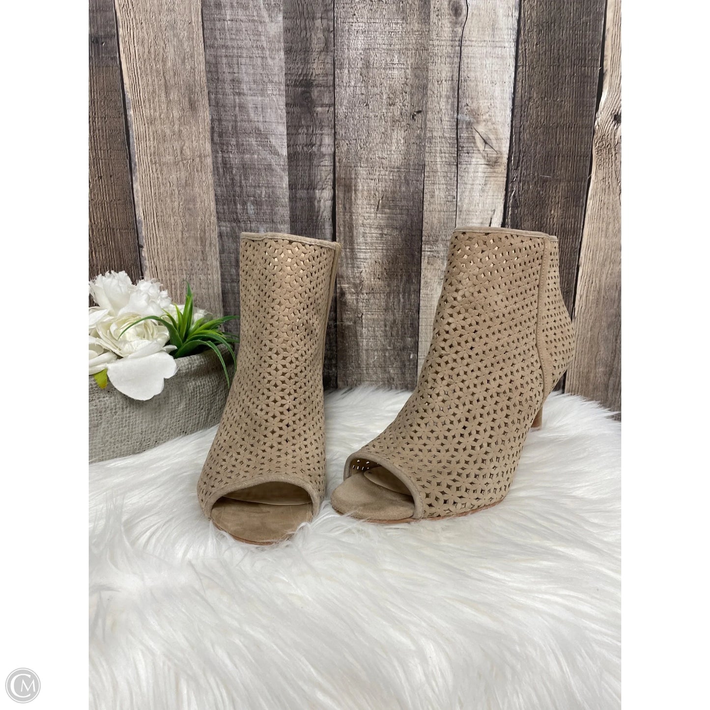 Boots Ankle Heels By Nine West In Tan, Size: 11