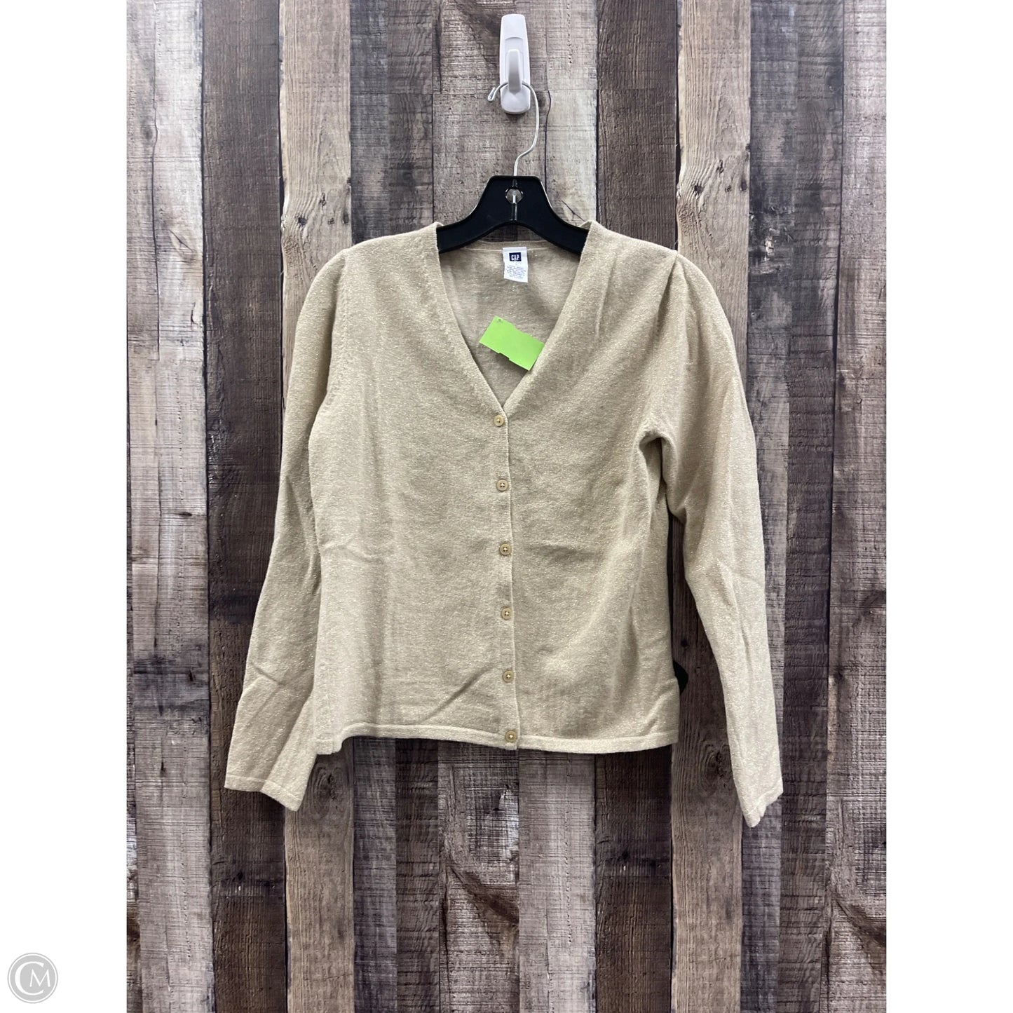 Sweater Cardigan By Gap In Gold, Size: S
