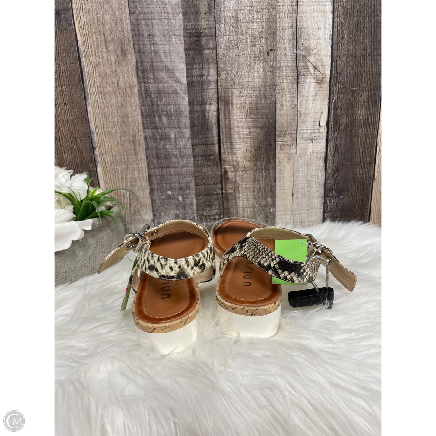 Sandals Flats By Unisa In Snakeskin Print, Size: 8.5
