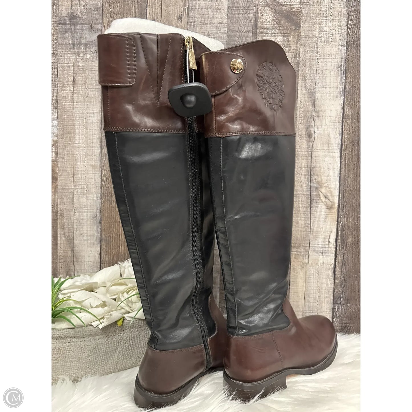 Boots Knee Flats By Vince Camuto In Black & Brown, Size: 6