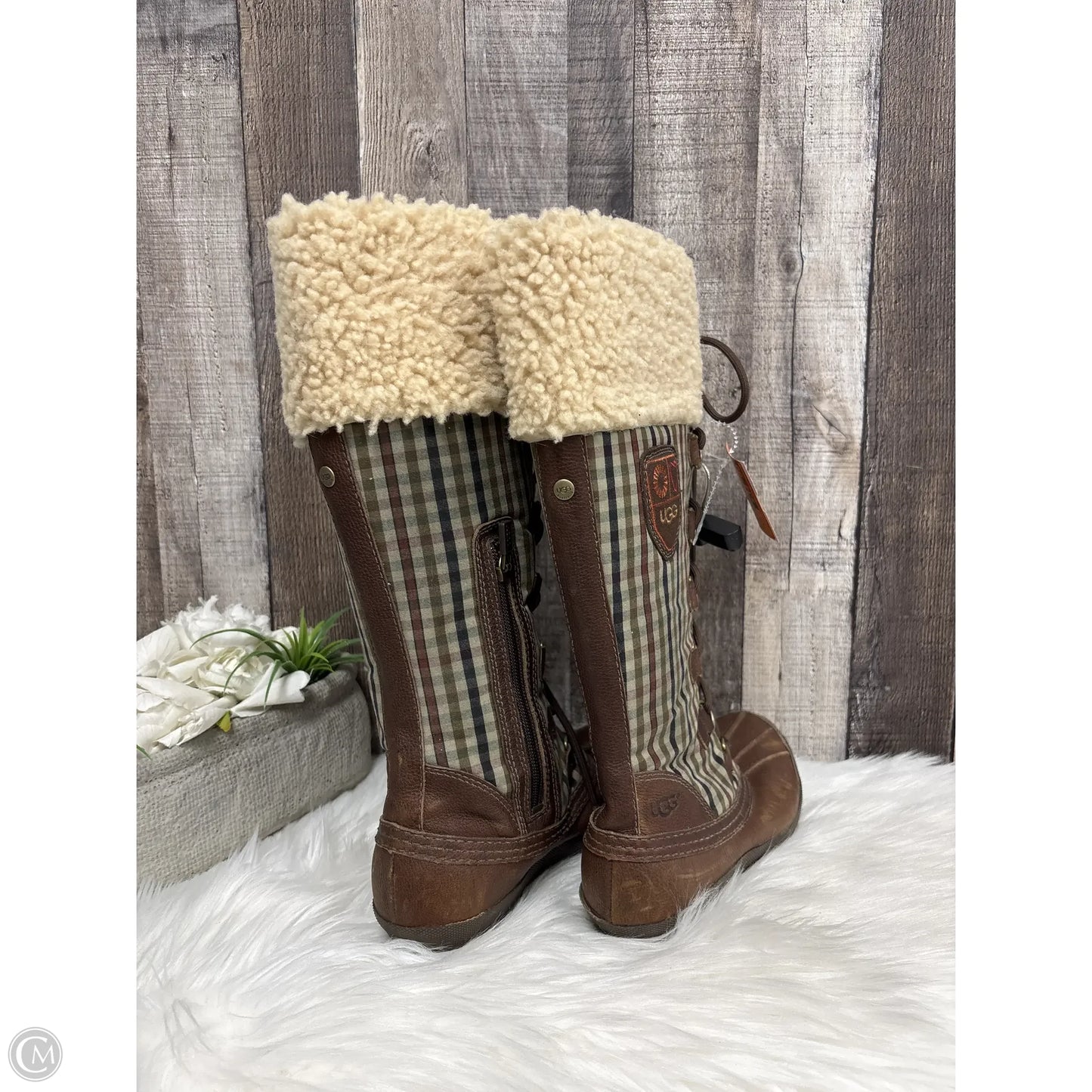 Boots Designer By Ugg In Brown, Size: 6.5