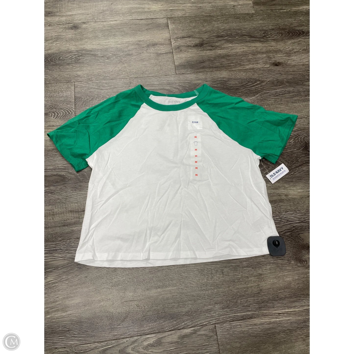 Top Short Sleeve By Old Navy In Green & White, Size: M