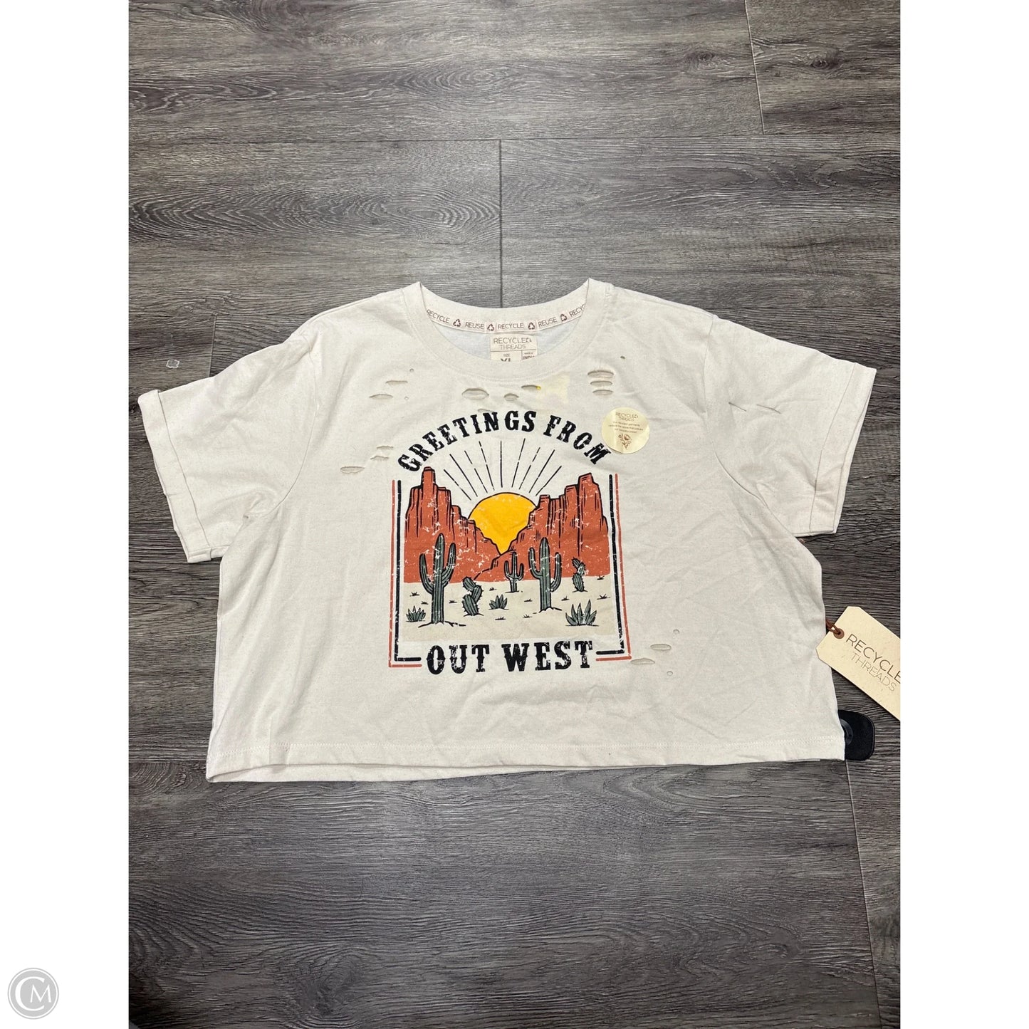 Top Short Sleeve By Cme In Tan, Size: Xl