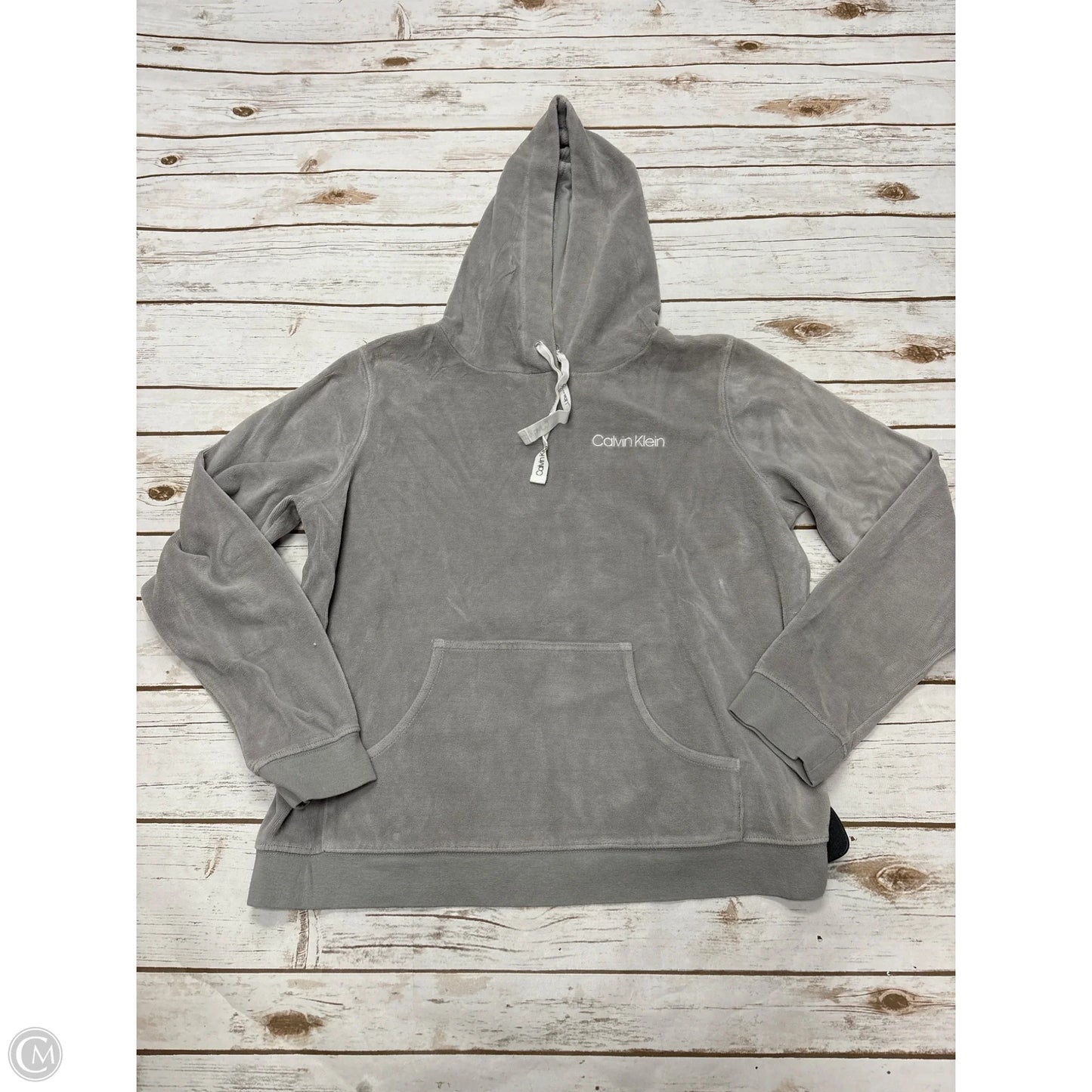 Sweatshirt Hoodie By Calvin Klein In Grey, Size: L